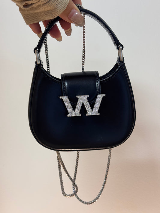 Alexander Wang Rhinestone W Mini Shoulder Bag – Black