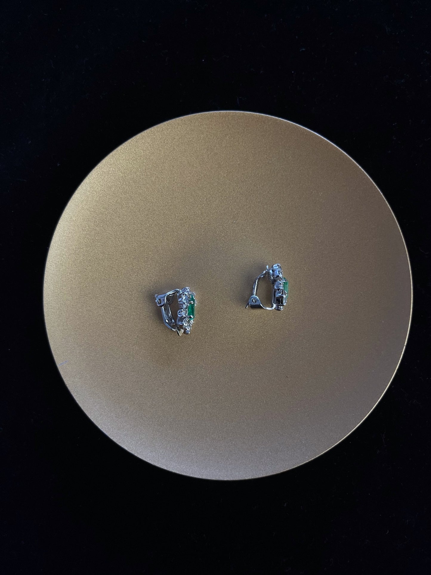 Vintage Dior Jade-Heart Crystal Clip-On Earrings