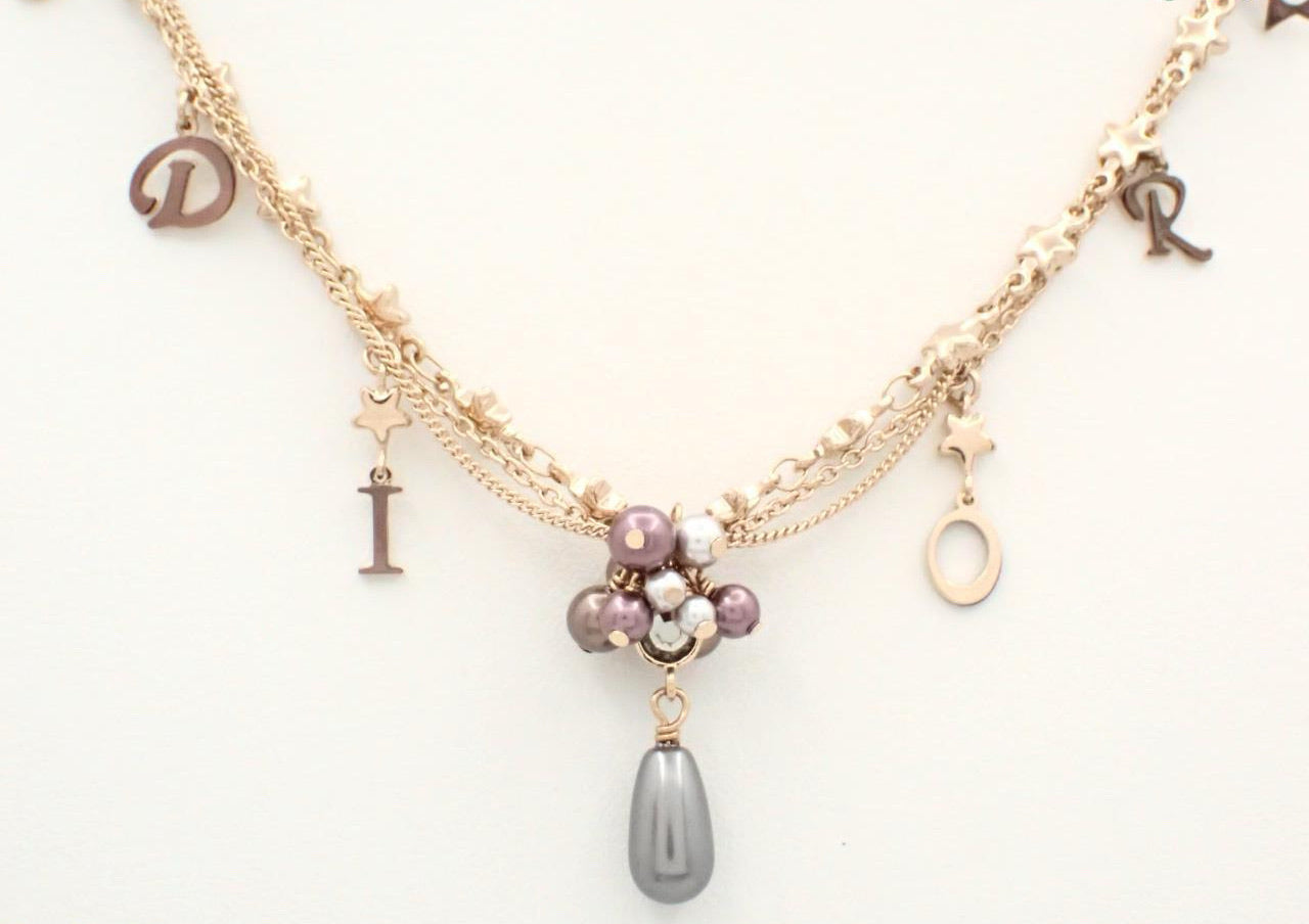 Vintage Dior Purple Pearl Starfall Double-Layer Necklace