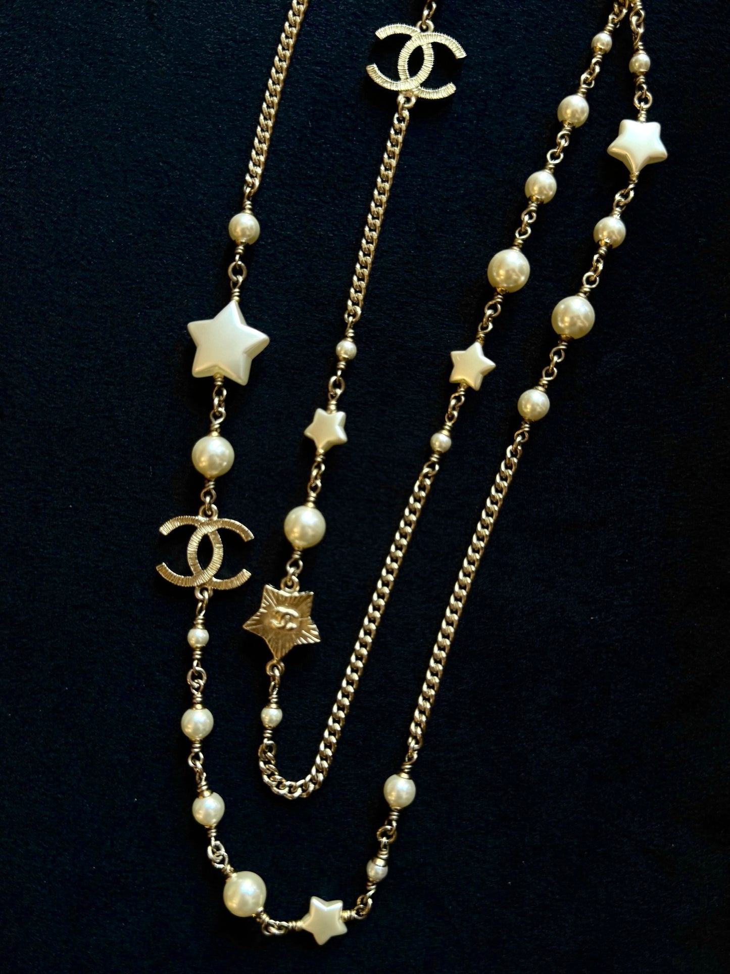 Chanel CC Pearl & Mother-of-Pearl Star Long Necklace