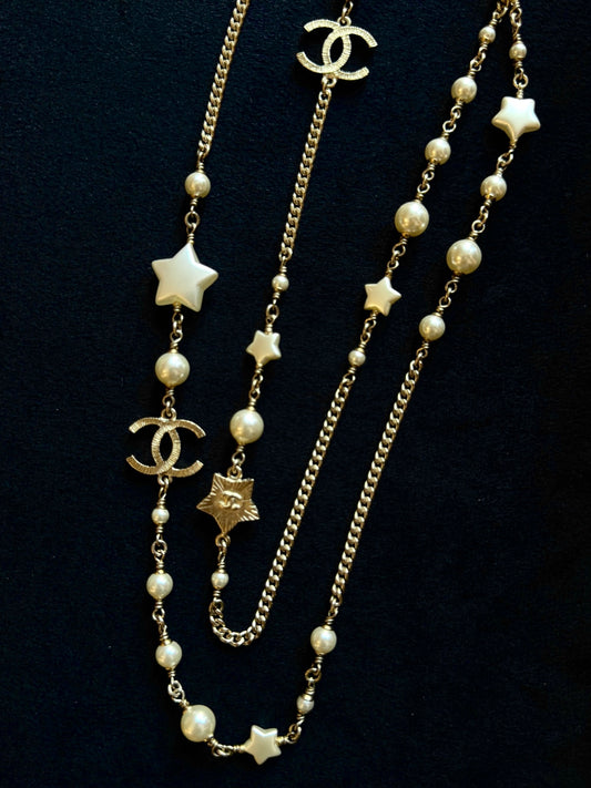 Chanel CC Pearl & Mother-of-Pearl Star Long Necklace