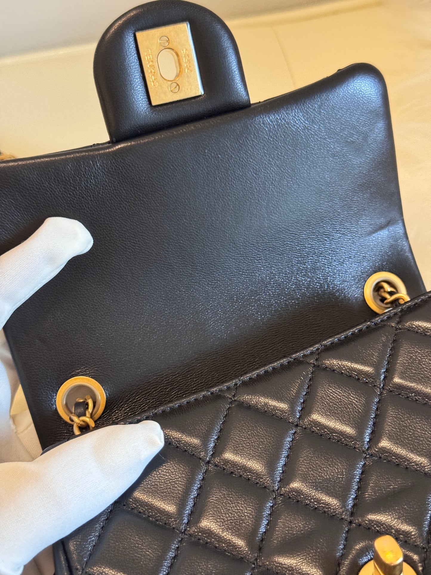 Chanel Black Lambskin Gold Chain Mini Flap