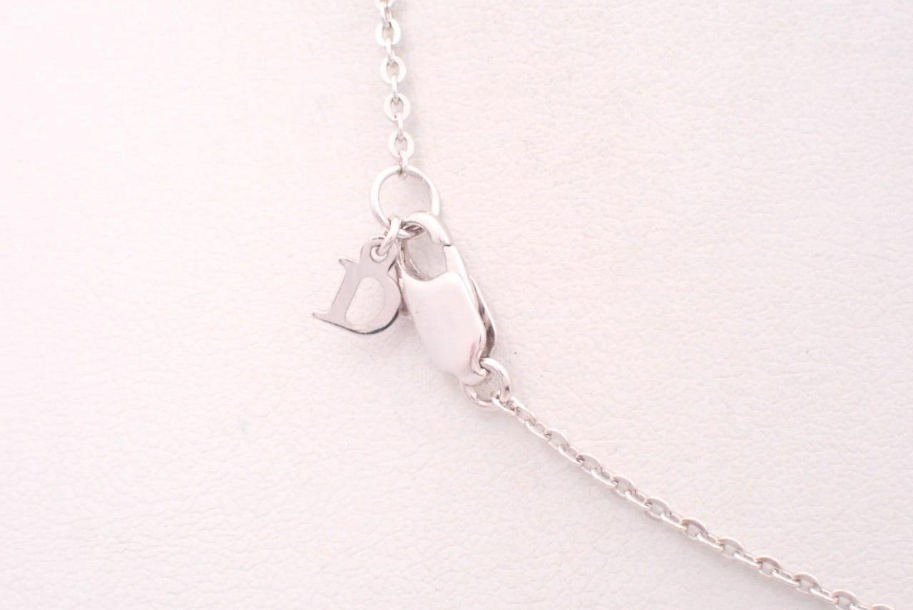Dior Vintage Silver-Tone Crystal Letter Charm Choker
