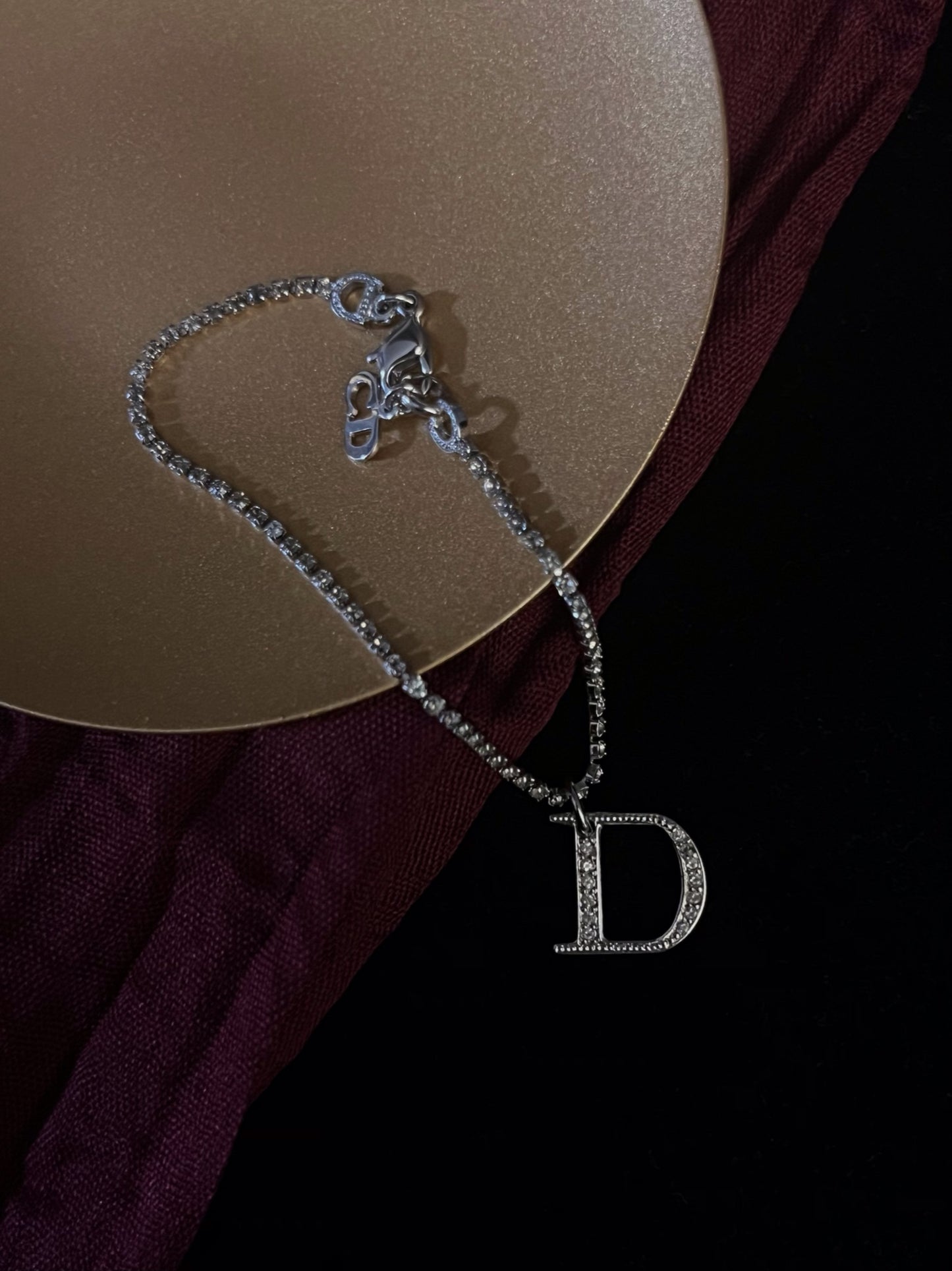 Vintage Dior Silver-Tone Pavé “D” Logo Bracelet