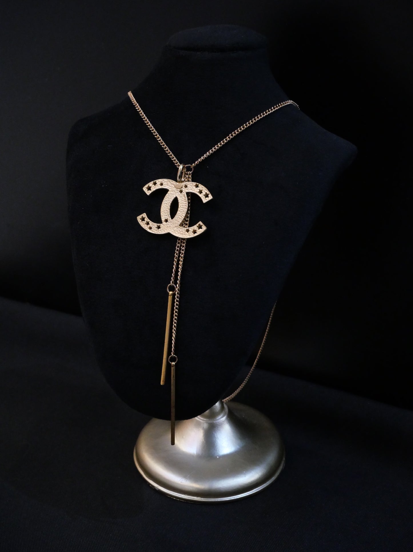 Chanel 2003 Vintage Gold CC Star Tassel Necklace