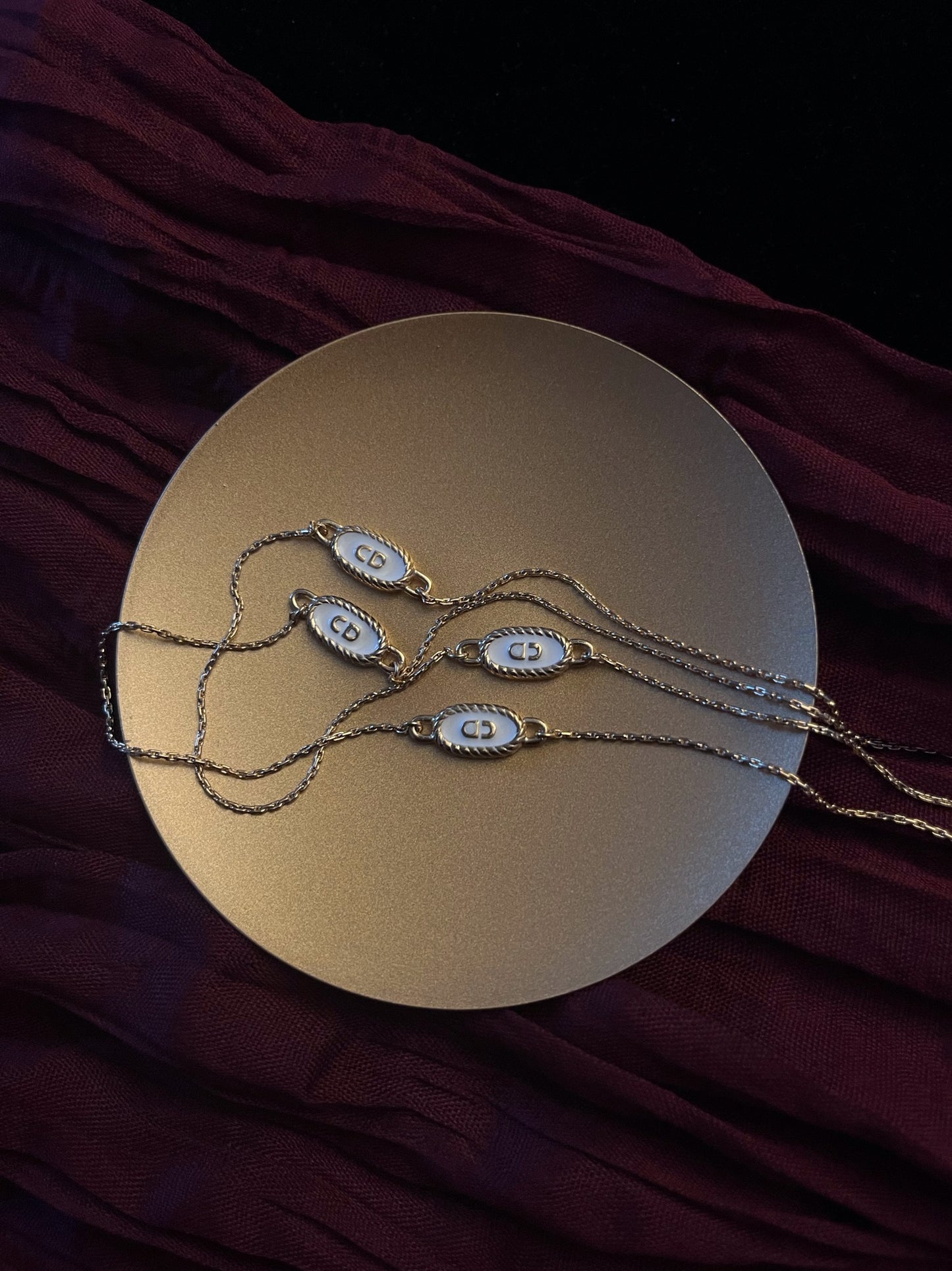 Vintage Dior c.1990 Platinum-Tone Enamel CD Rope Chain Necklace