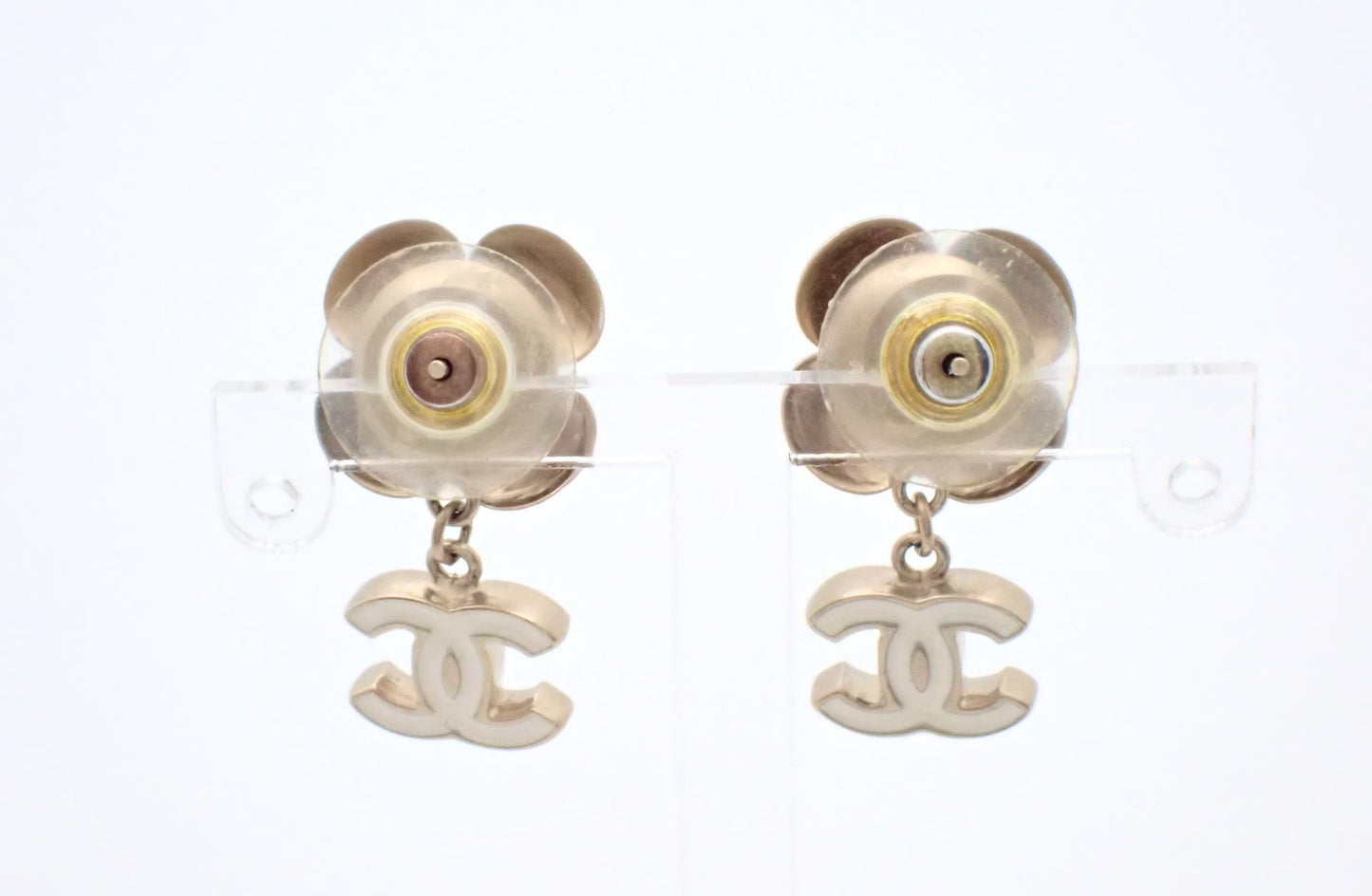 Chanel 2006 Vintage Camellia CC Drop Earrings