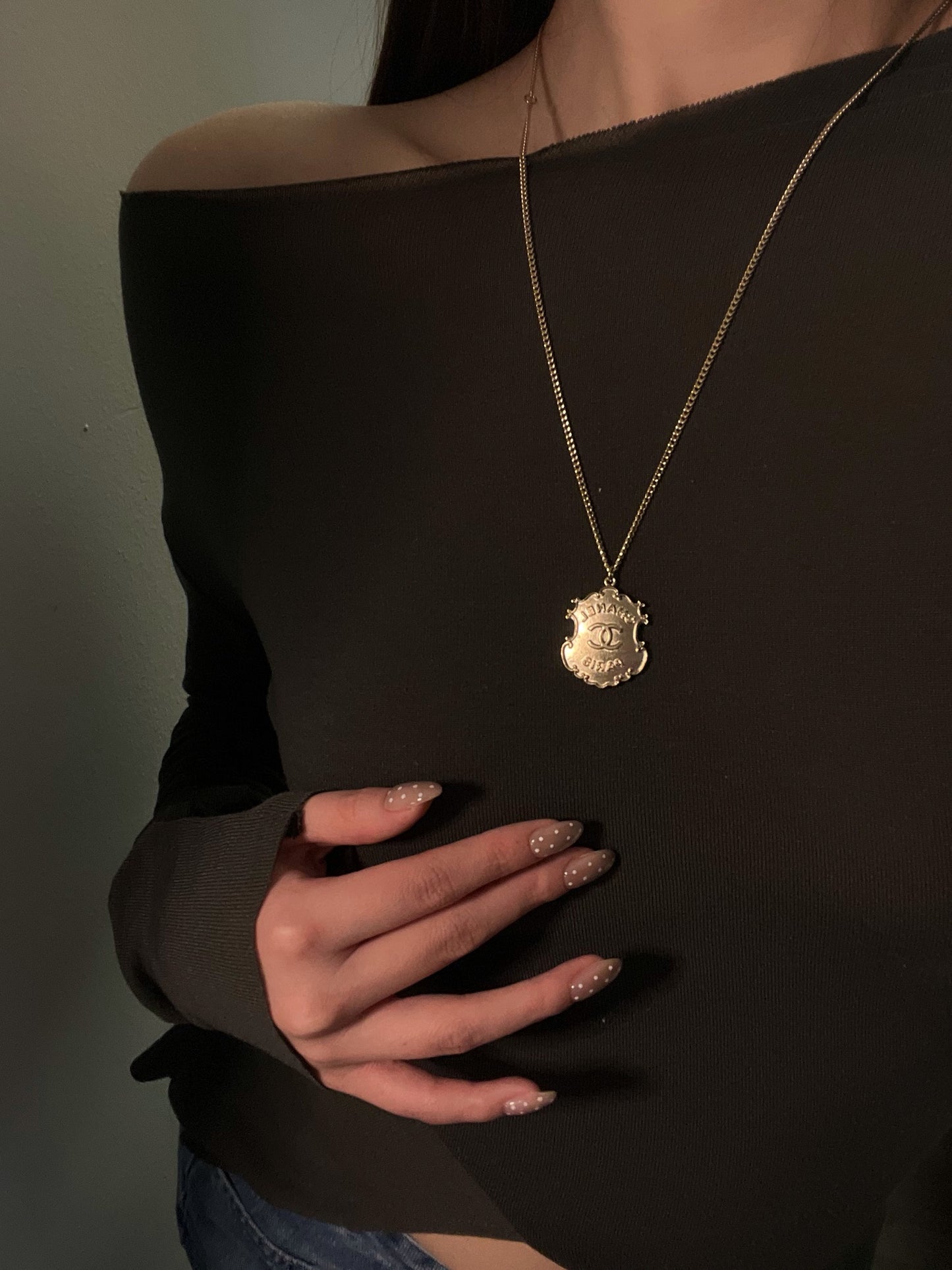 Chanel 2014 Vintage Silver-Tone CC Paris Dallas Medallion Necklace