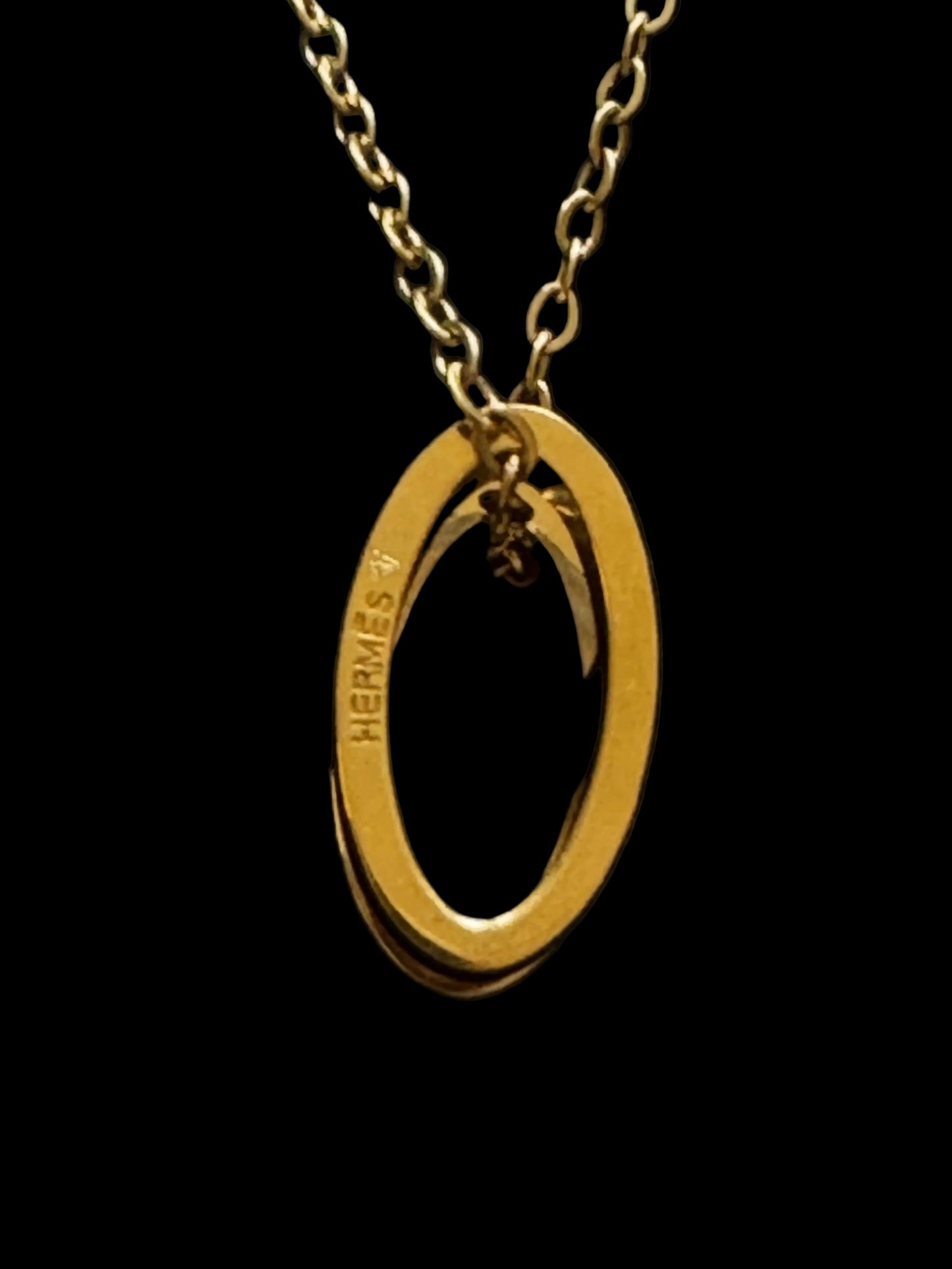 Hermes Pop H Black and Gold Pendant Necklace