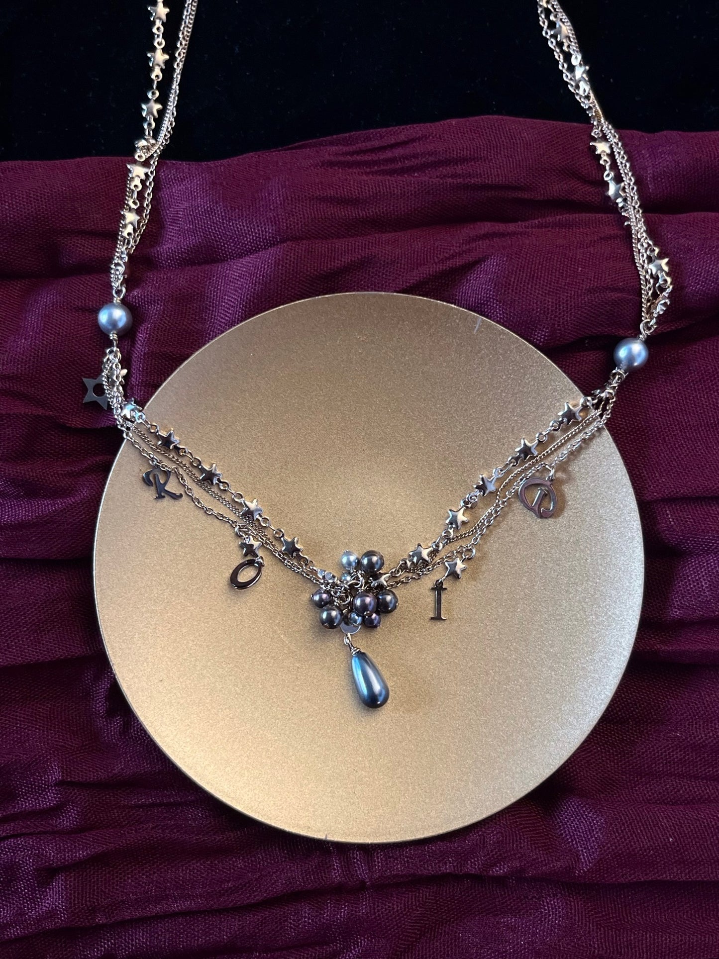 Vintage Dior Purple Pearl Starfall Double-Layer Necklace