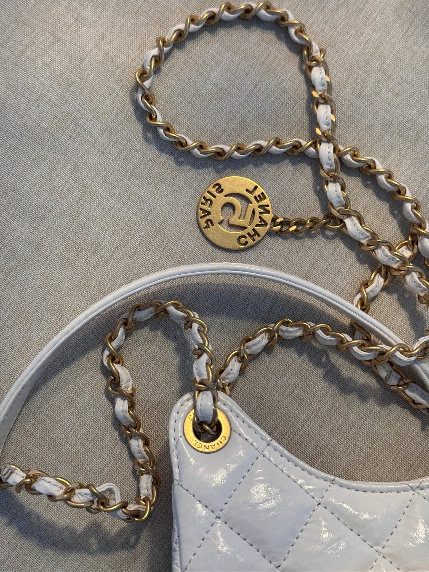 Chanel 2024 White Quilted Small Shoulder Bag with Chain