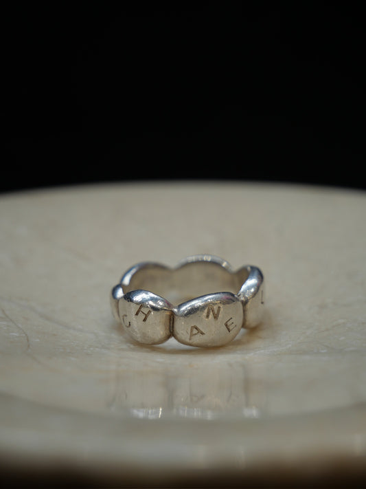 Chanel 2000s Sterling Silver “Cloud” Logo Ring