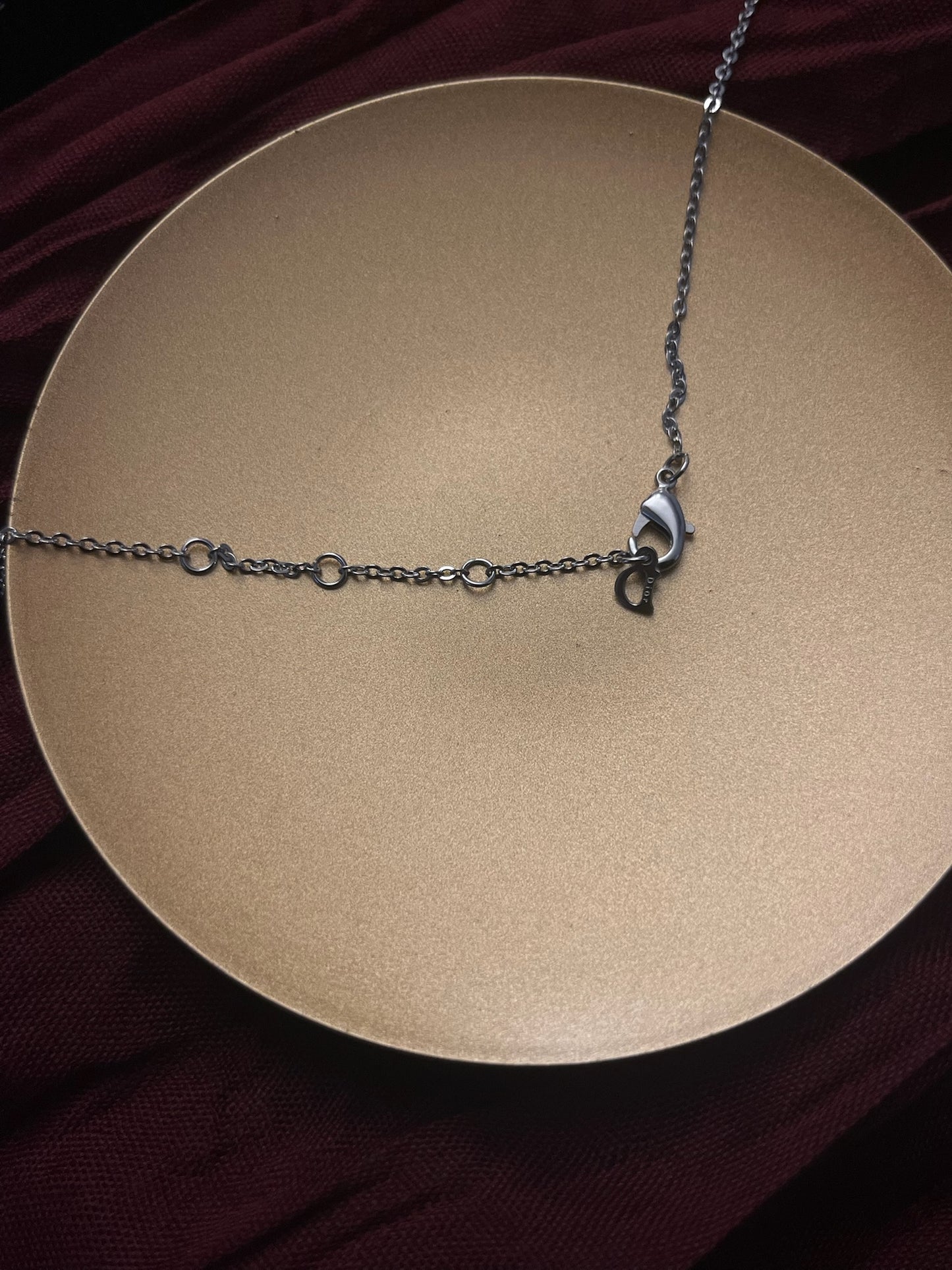 Dior Vintage Silver Logo Crystal Necklace