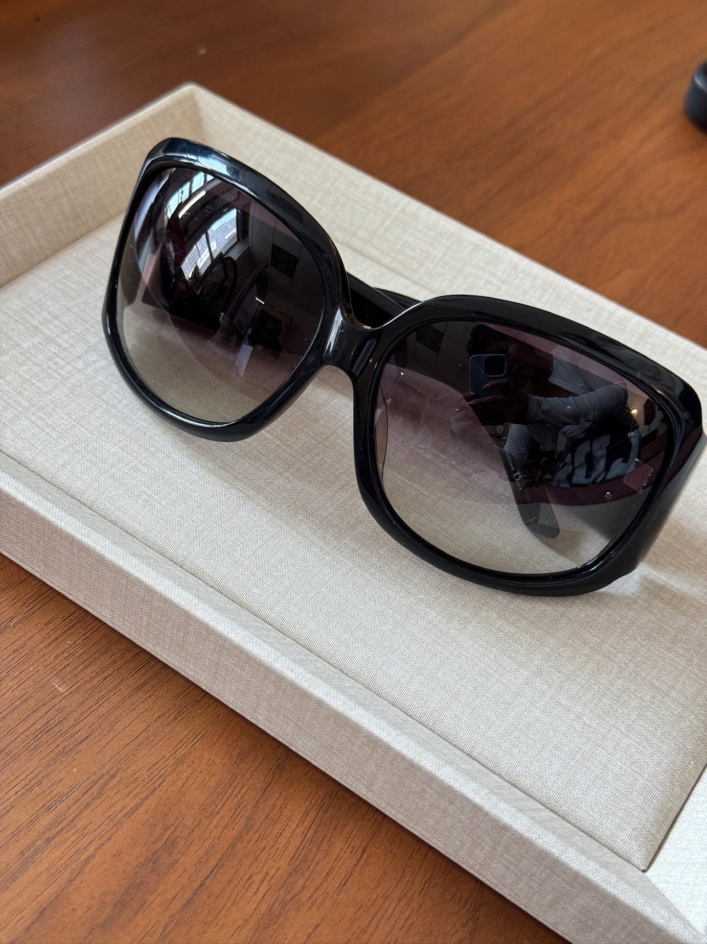 Dior Rimless Crystal Temple Black Sunglasses