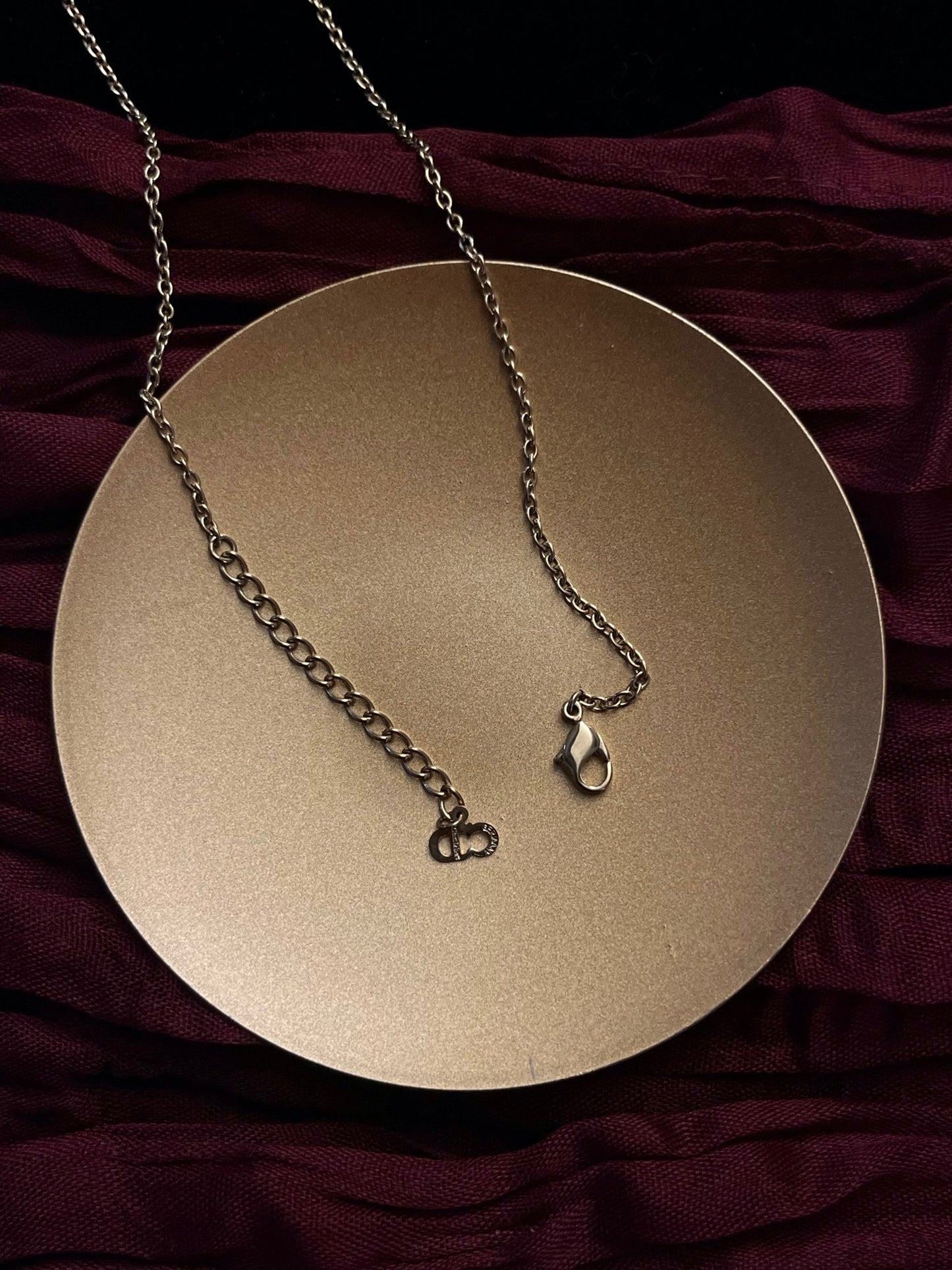 Vintage Dior Gold Rope-Frame Logo Pendant Necklace