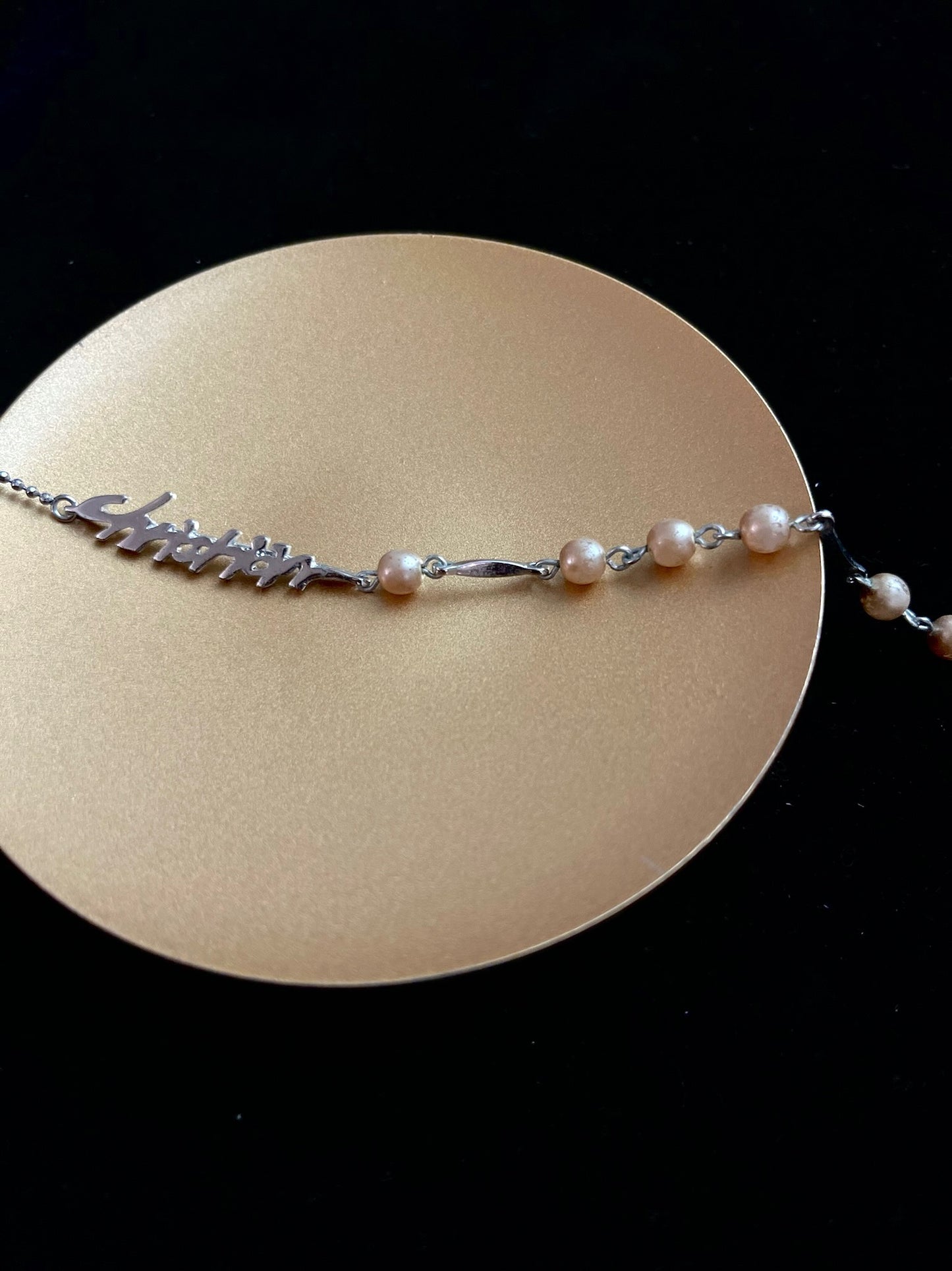 Dior Vintage Silver-Tone Bow & Pearl Choker Necklace