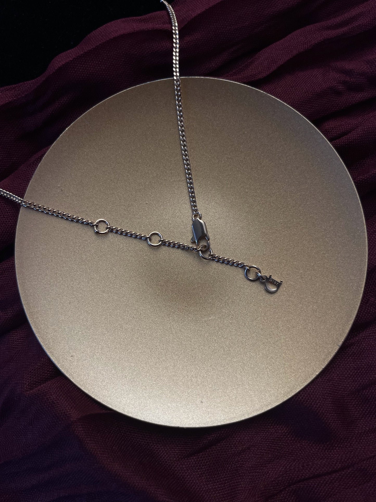 Dior Gold Bow Pendant Necklace with CD Charms