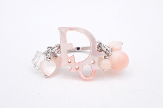 Dior Pink Logo Charm Ring