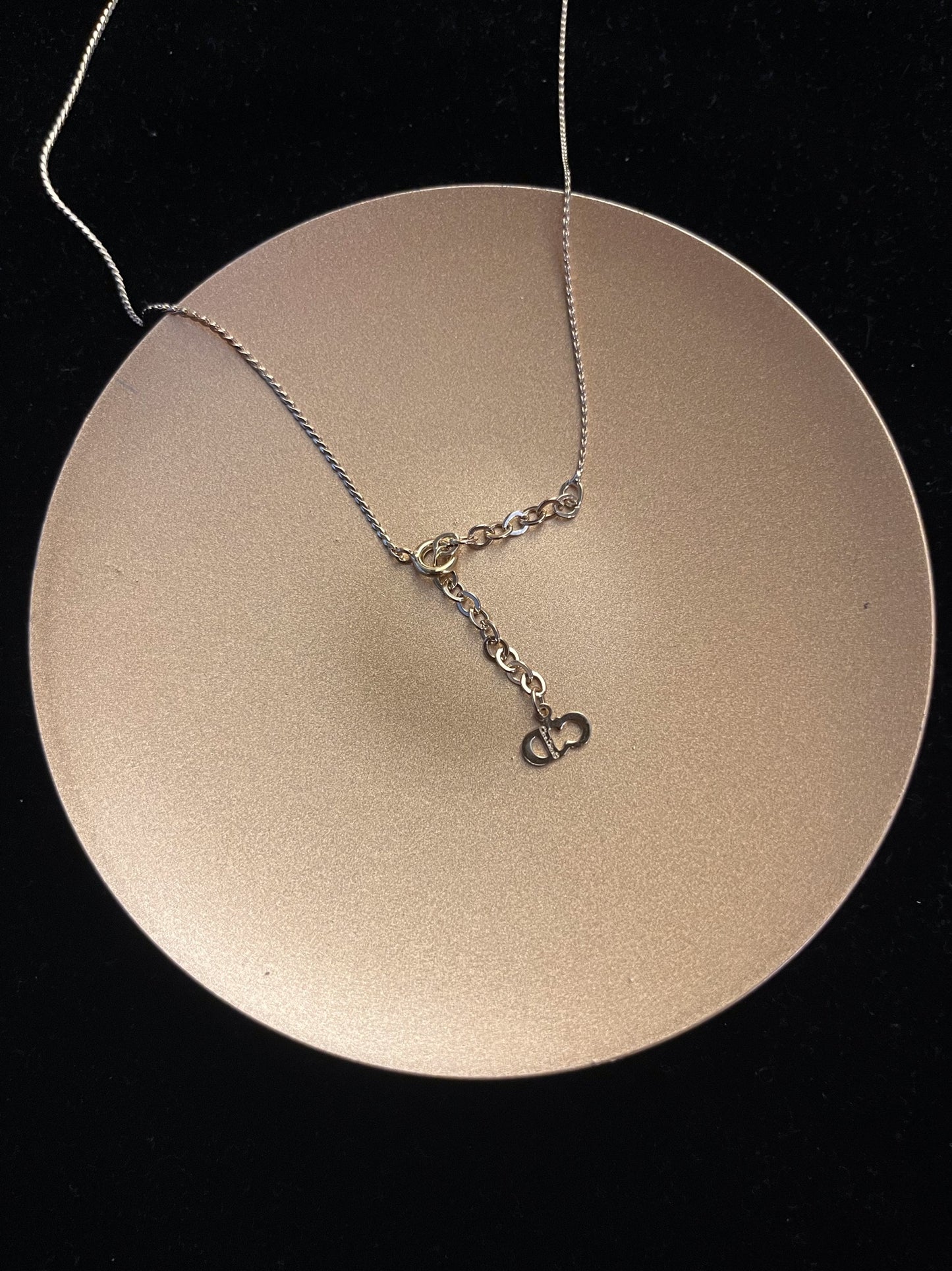 Vintage Dior Gold CD Logo Crystal Pendant Necklace