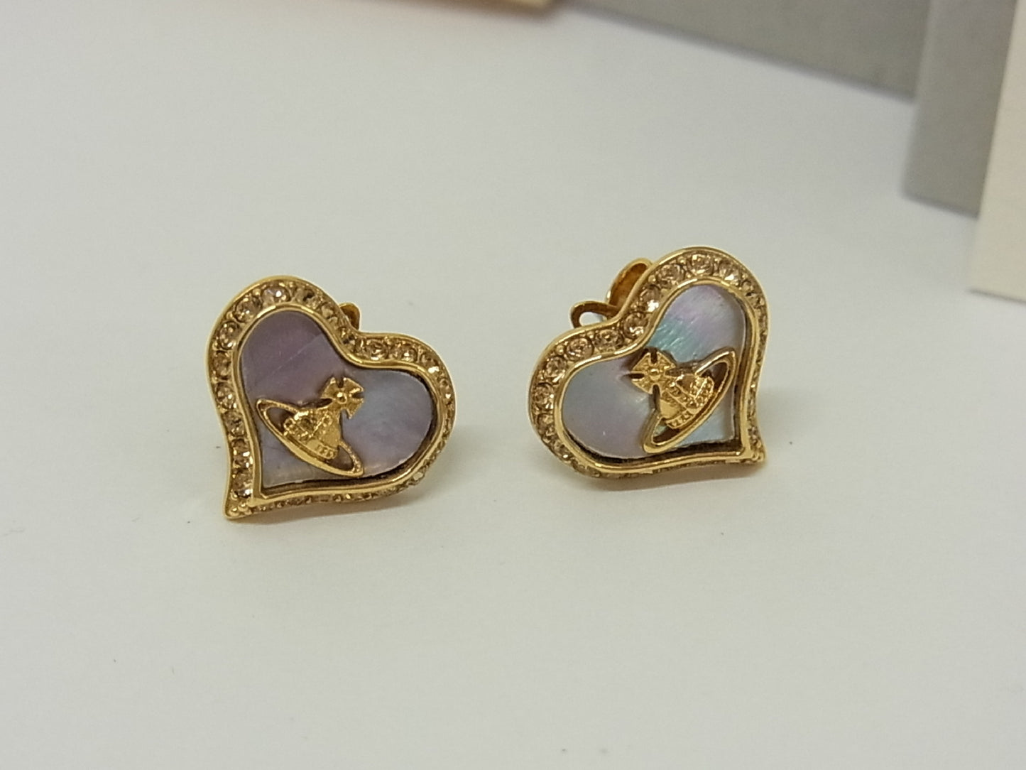 Vivienne Westwood Heart Orb Stud Earrings (Mother-of-Pearl)