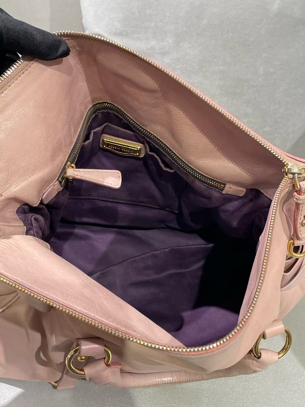 Miu Miu Vitello Lux Bow Satchel – Pink