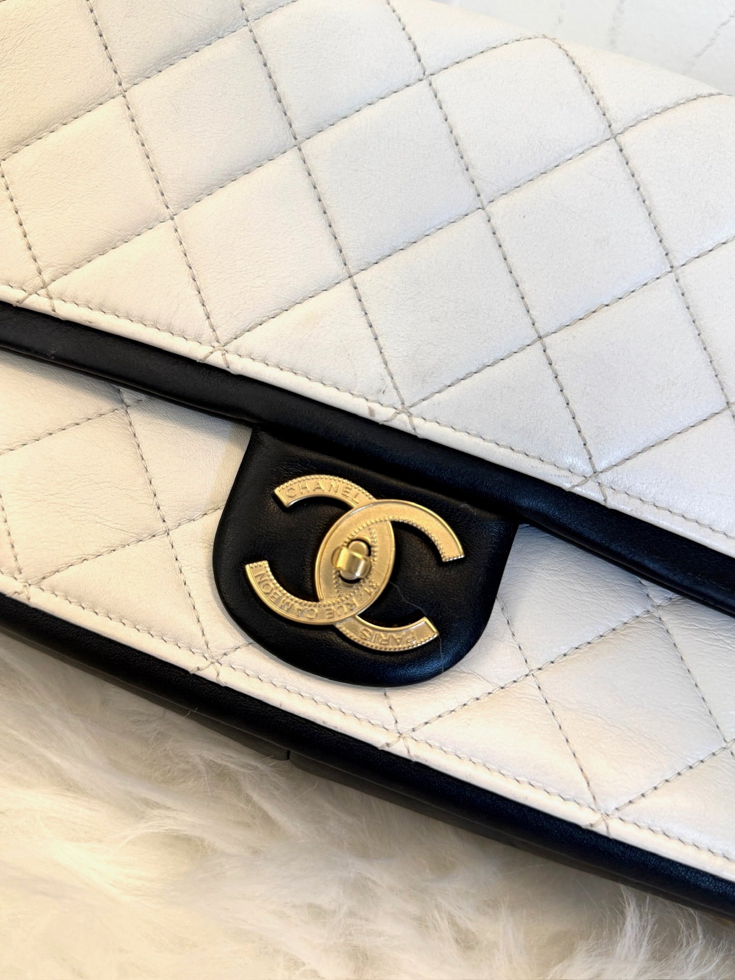 Chanel Black and White Bicolor Quilted Flap Bag