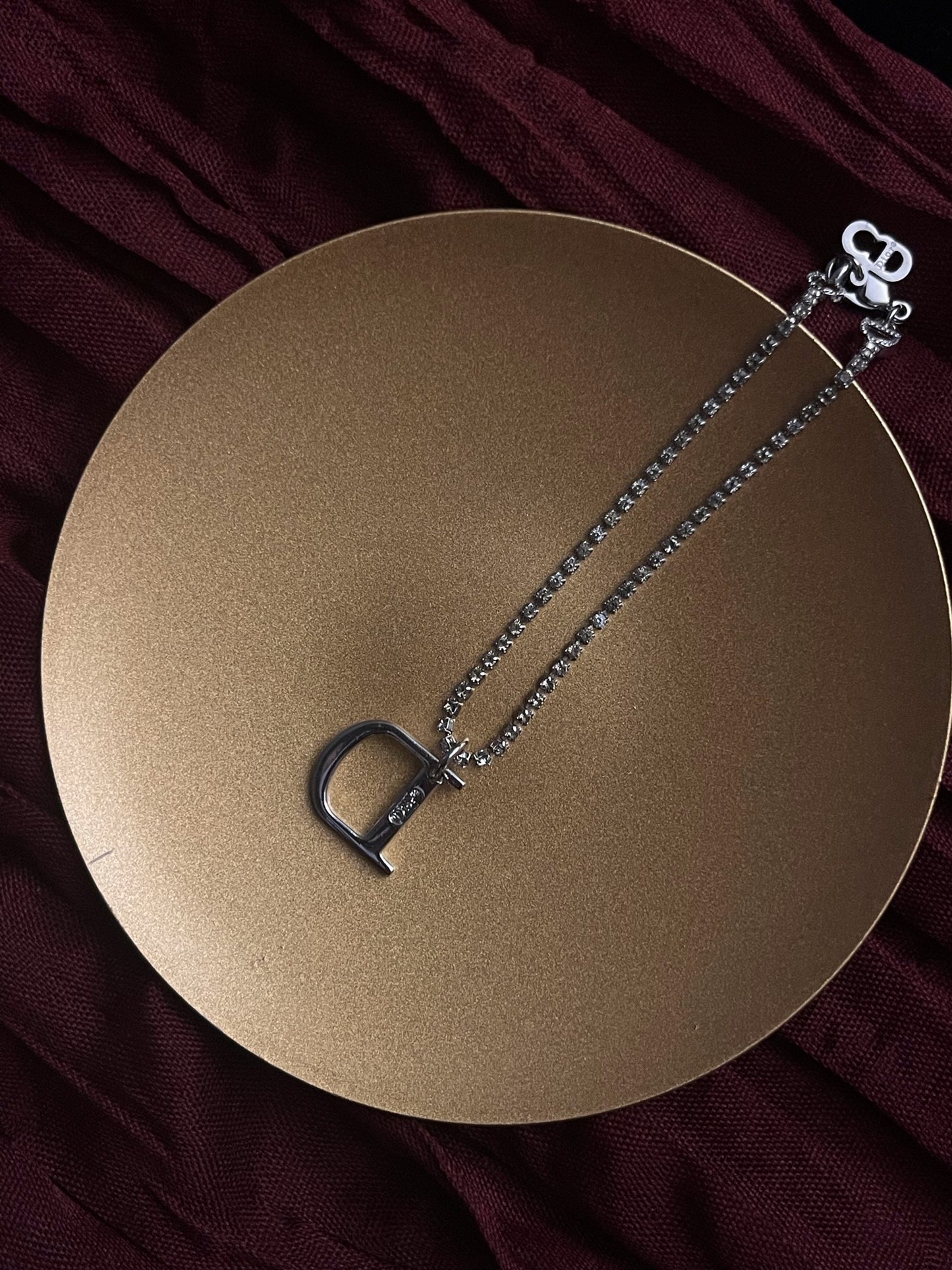 Vintage Dior Silver-Tone Pavé “D” Logo Bracelet