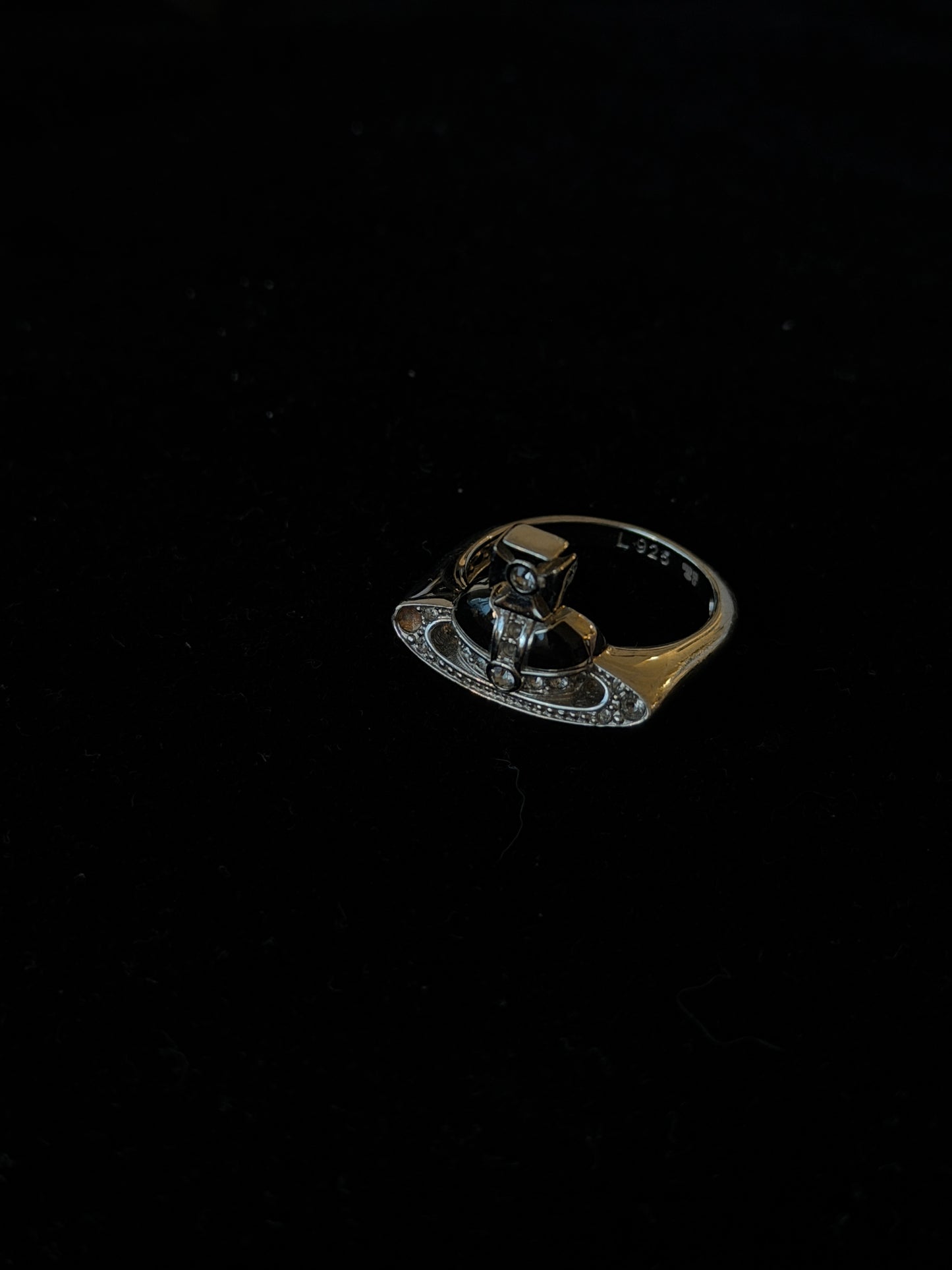 Vivienne Westwood 2010s "Orbit Punk" Crystal-Paved Silver-Tone Orb Ring