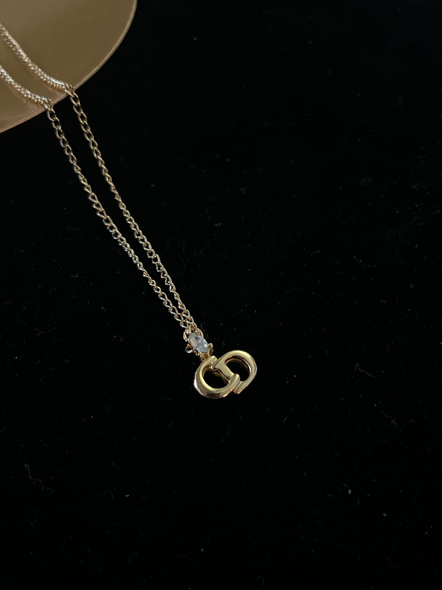 Vintage Dior Classic CD Solitaire Necklace (Gold Tone)