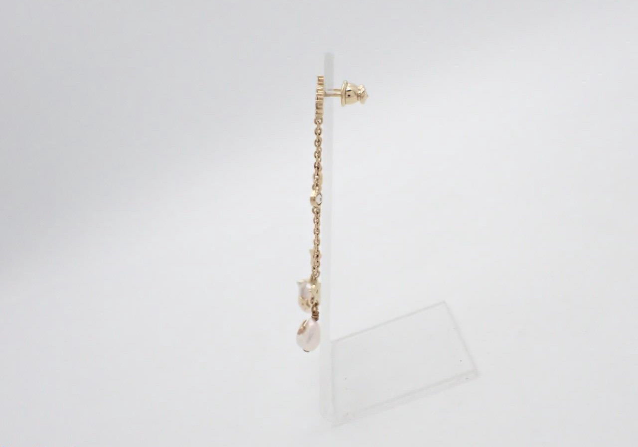 Dior Star & Crystal Pearl Chain Drop Earrings
