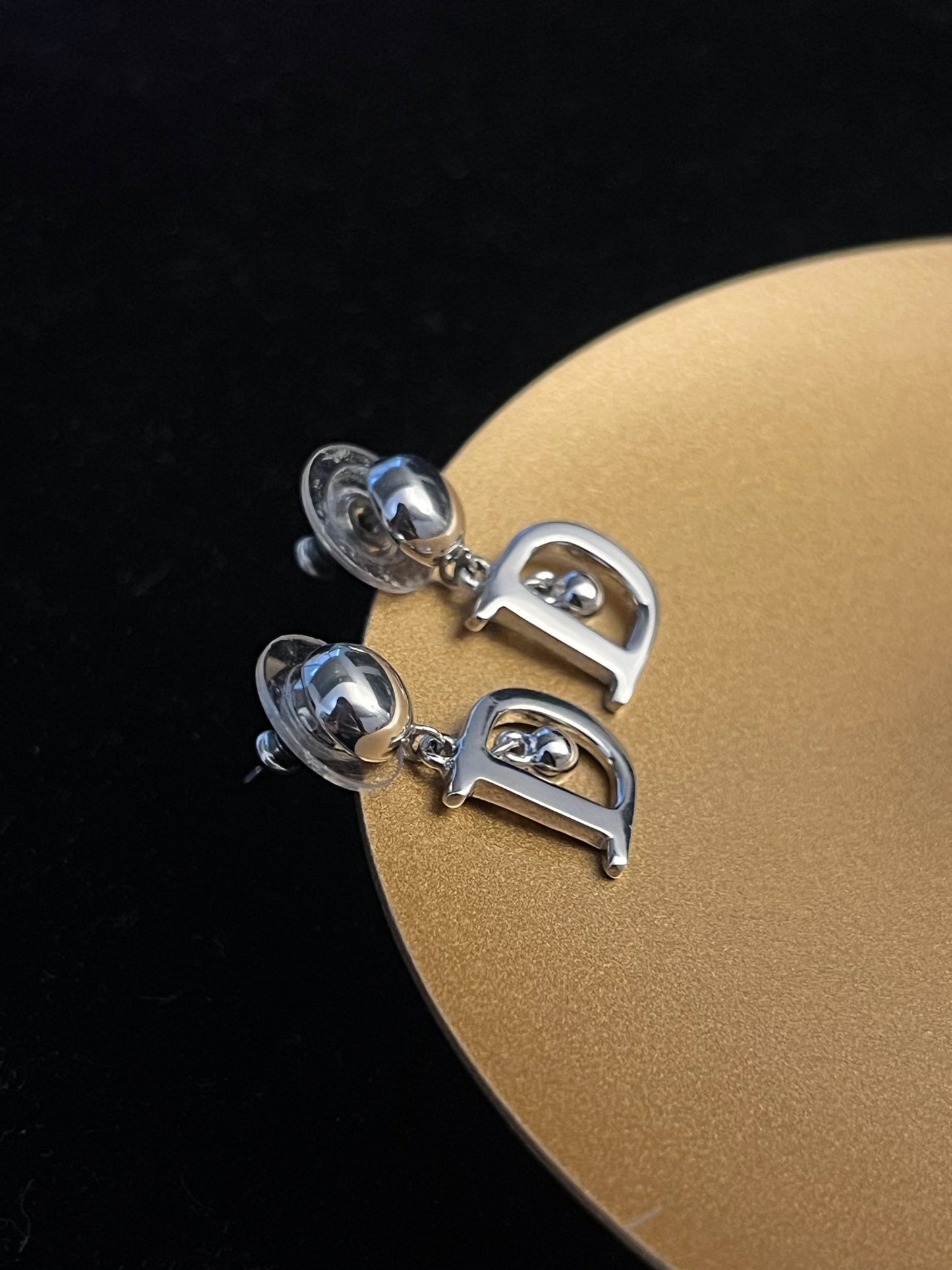 Vintage Dior Silver “D” Logo Drop Earrings