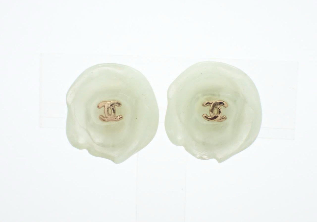 Chanel 2002 Camellia Double-C Clip-On Earrings