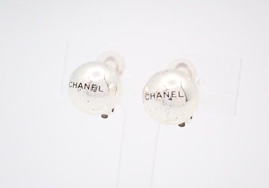 Chanel 1998 Sterling Silver Bead Clip-On Earrings