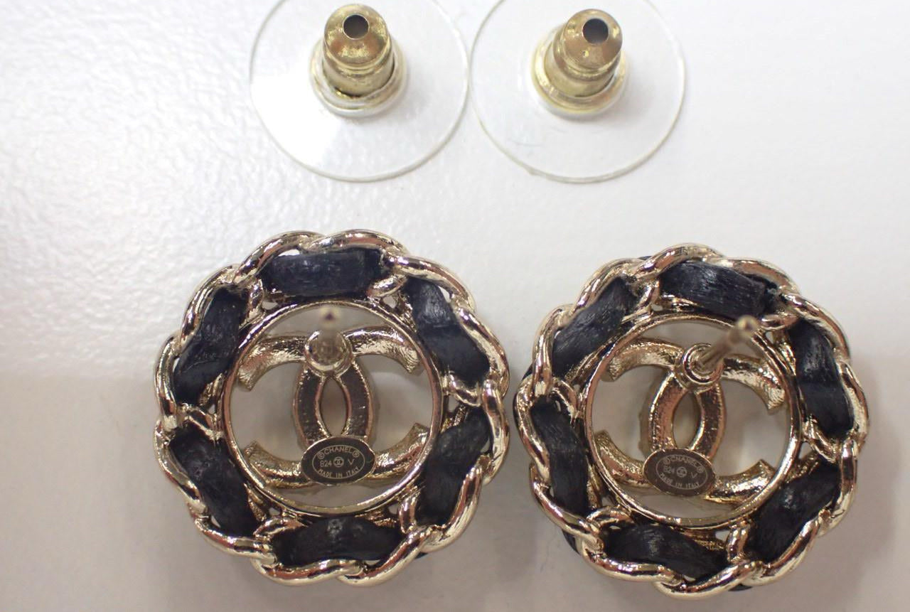 Chanel 2024 Crystal CC Chain-Link Stud Earrings