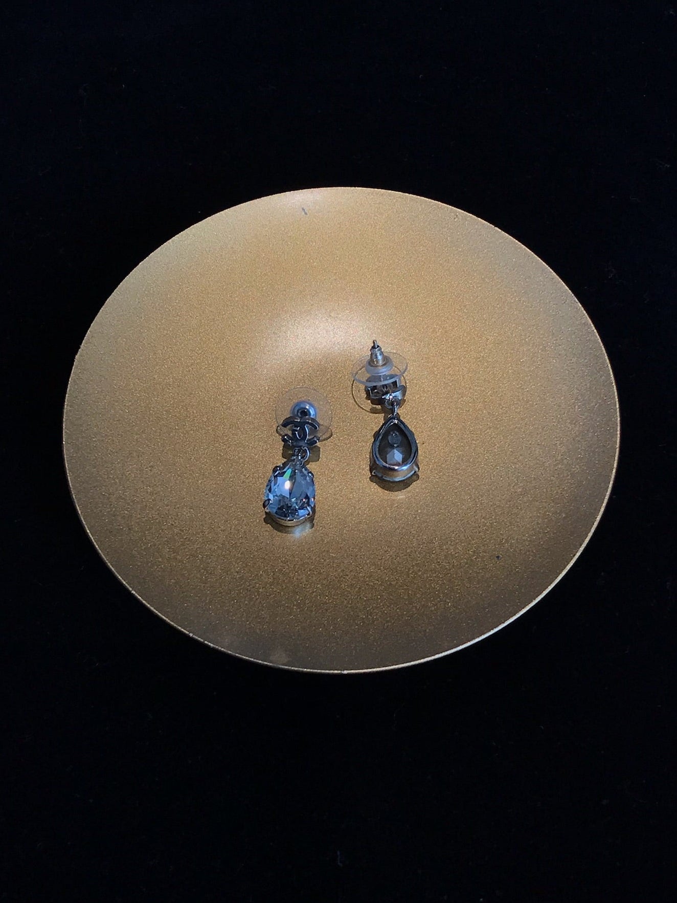 Chanel 2012 Silver Double C Diamond Drop Earrings