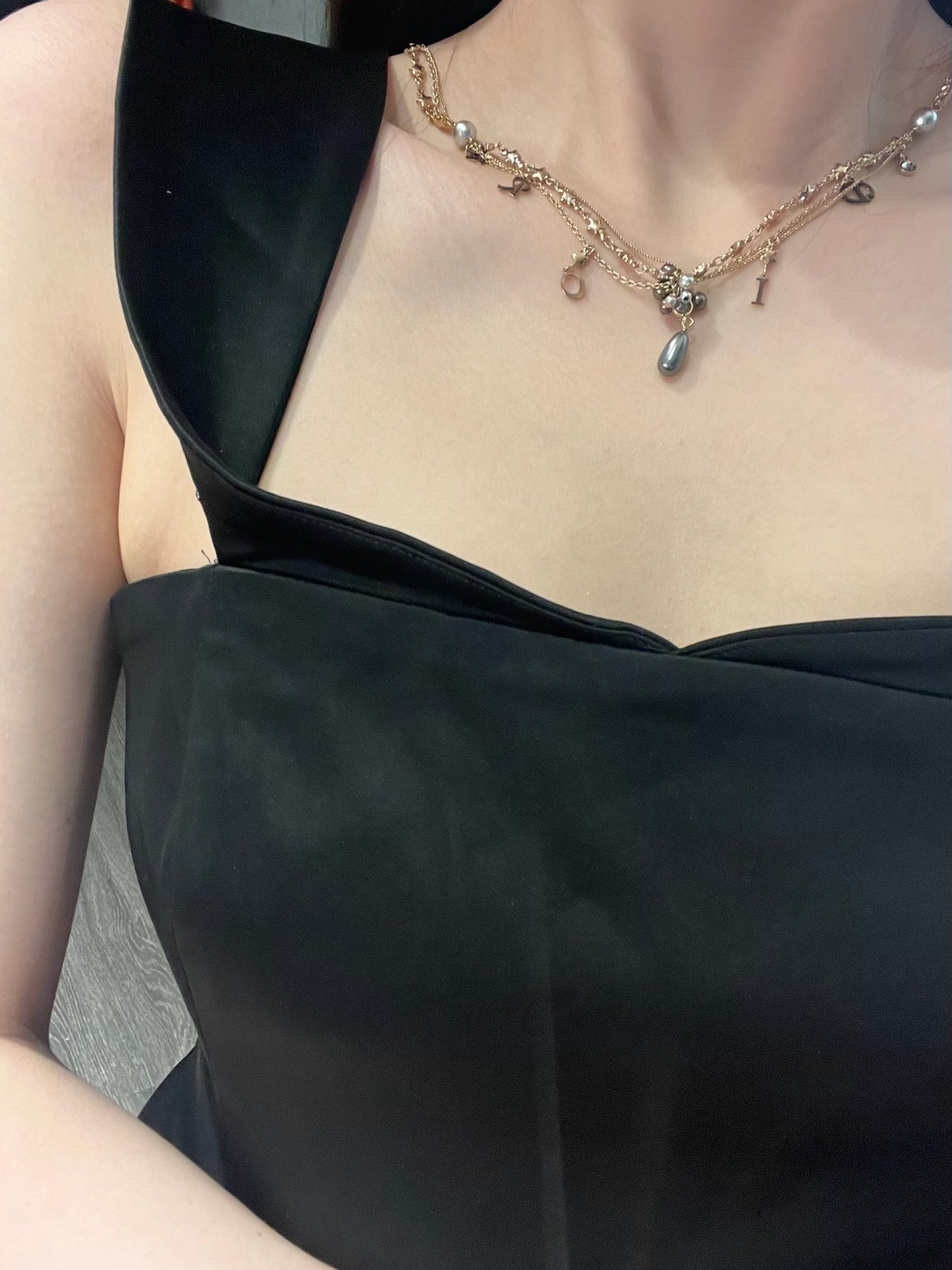 Vintage Dior Purple Pearl Starfall Double-Layer Necklace