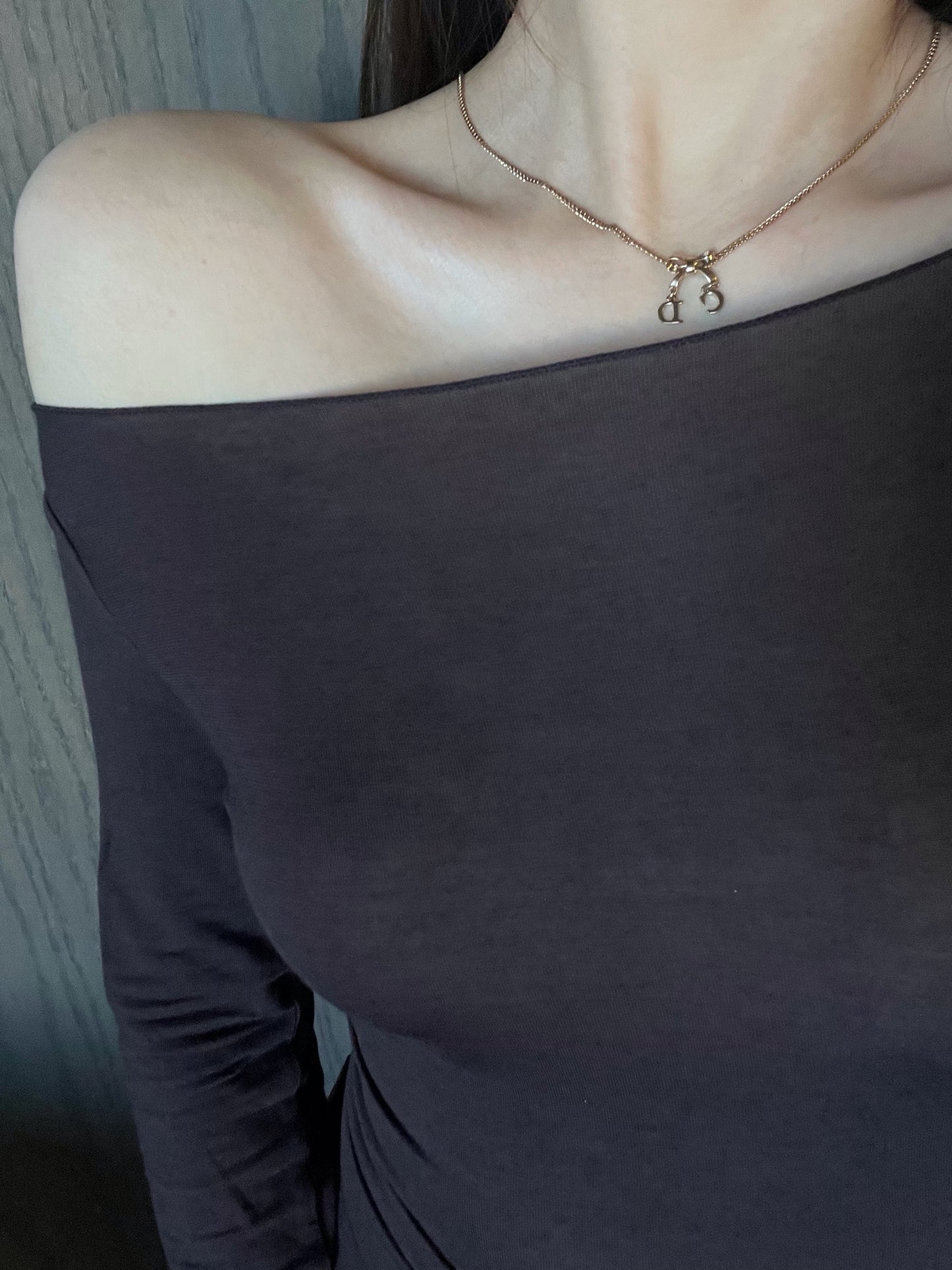 Dior Gold Bow Pendant Necklace with CD Charms