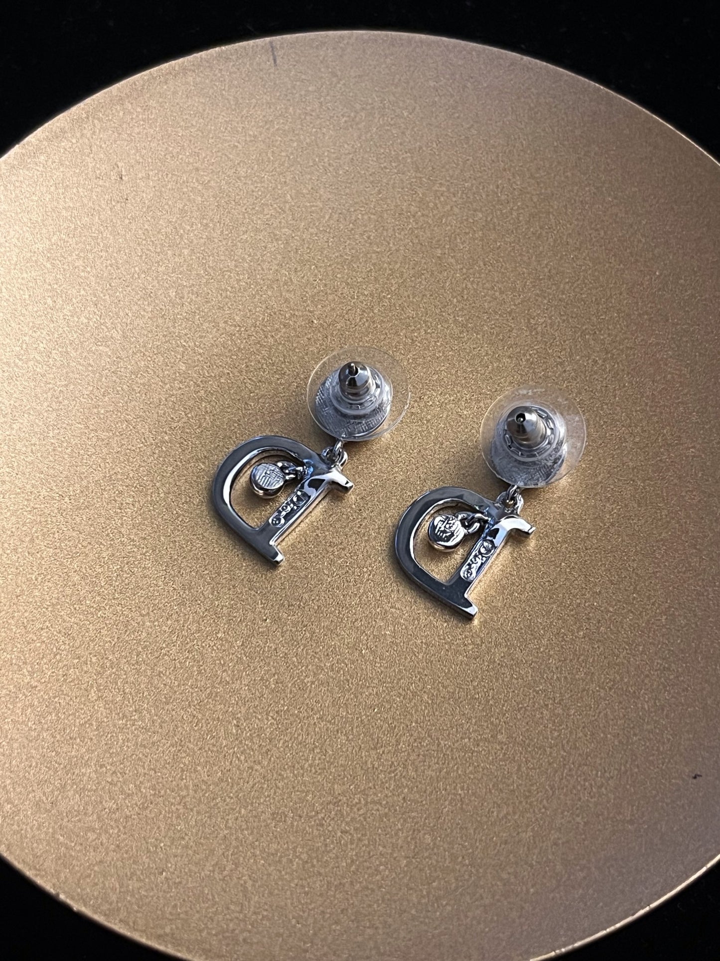 Vintage Dior Silver “D” Logo Drop Earrings