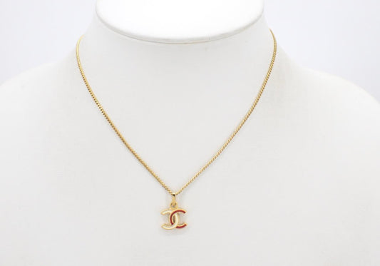 Chanel 1980s Gold-Plated Red Luck CC Necklace