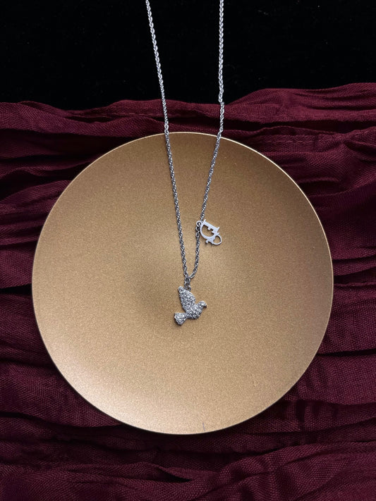 Vintage Dior Silver Crystal Dove Necklace