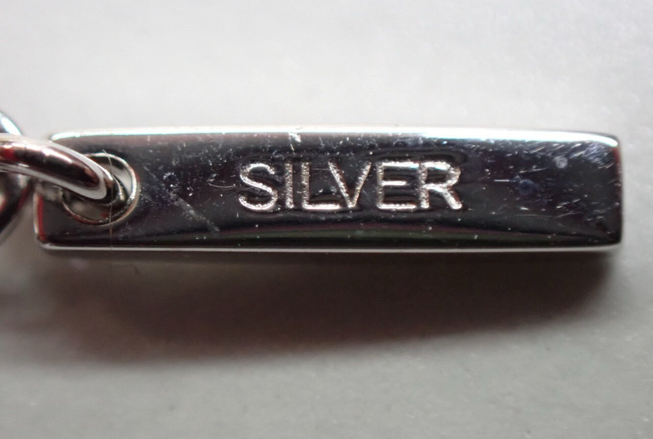 CELINE 925 Sterling Silver Logo Ring Pendant Necklace