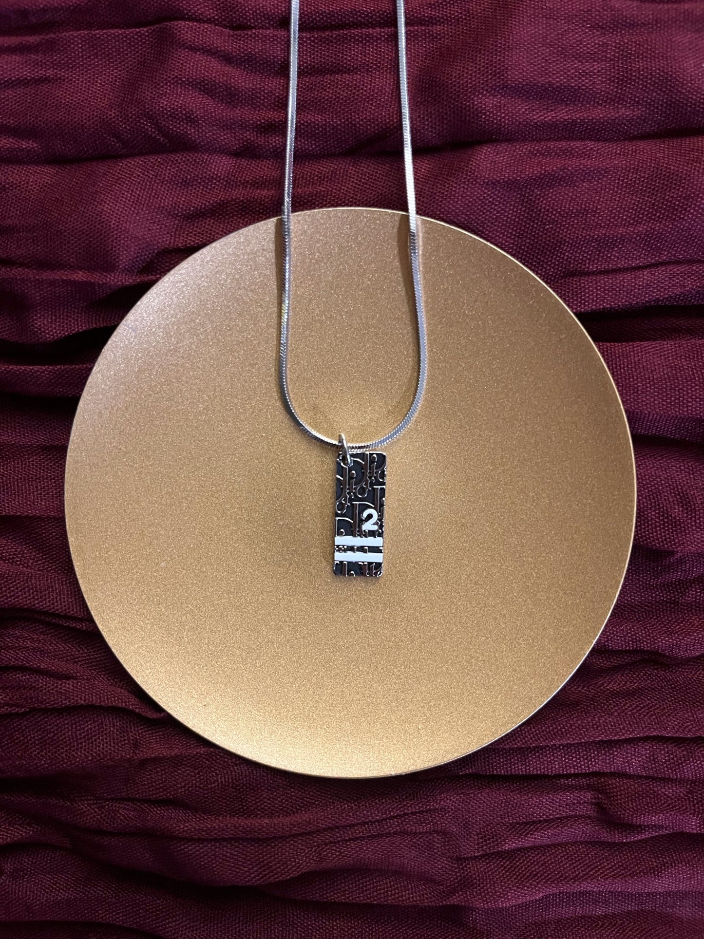 Vintage Dior Rasafari Collection Black “No. 2” Sports Tag Necklace