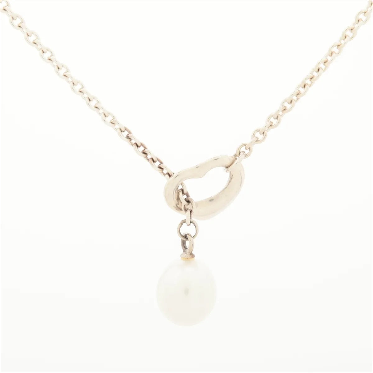 Tiffany & Co. Silver Heart Drop Pearl Necklace