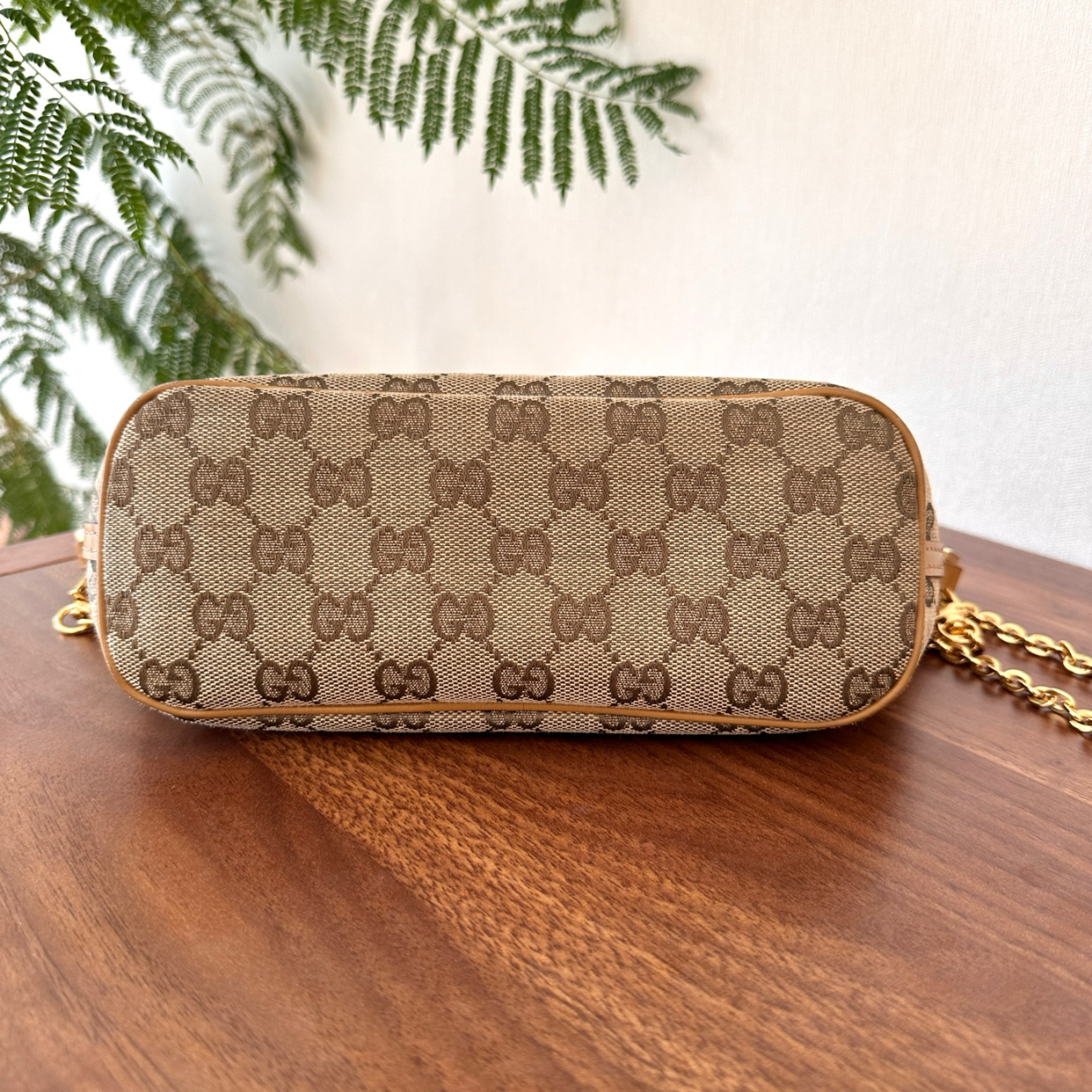 Gucci GG Canvas Chain Shoulder Bag – Beige/Brown