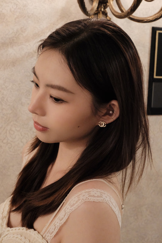 Chanel 2001 Vintage White Enamel CC Logo Earrings