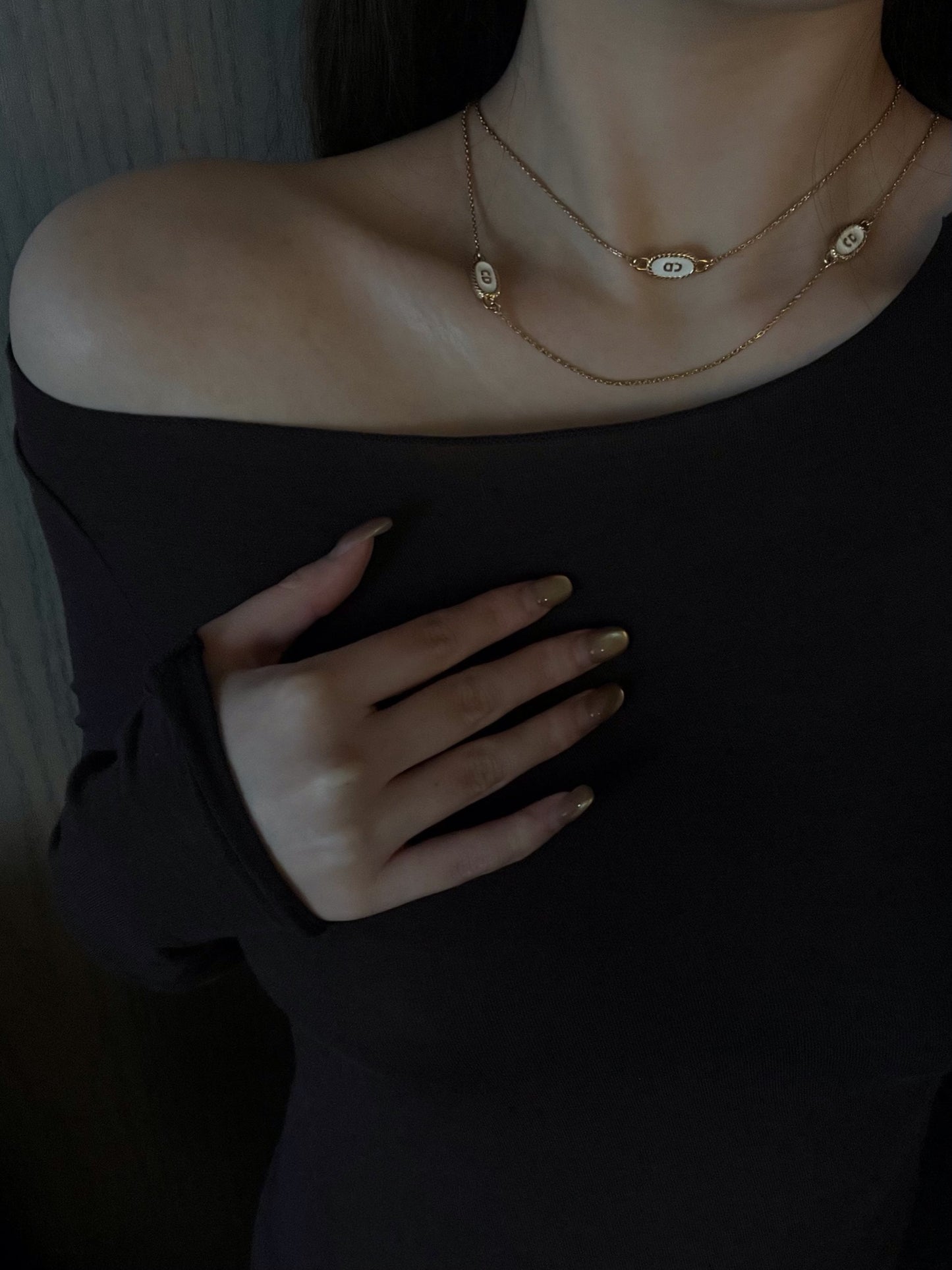 Vintage Dior c.1990 Platinum-Tone Enamel CD Rope Chain Necklace