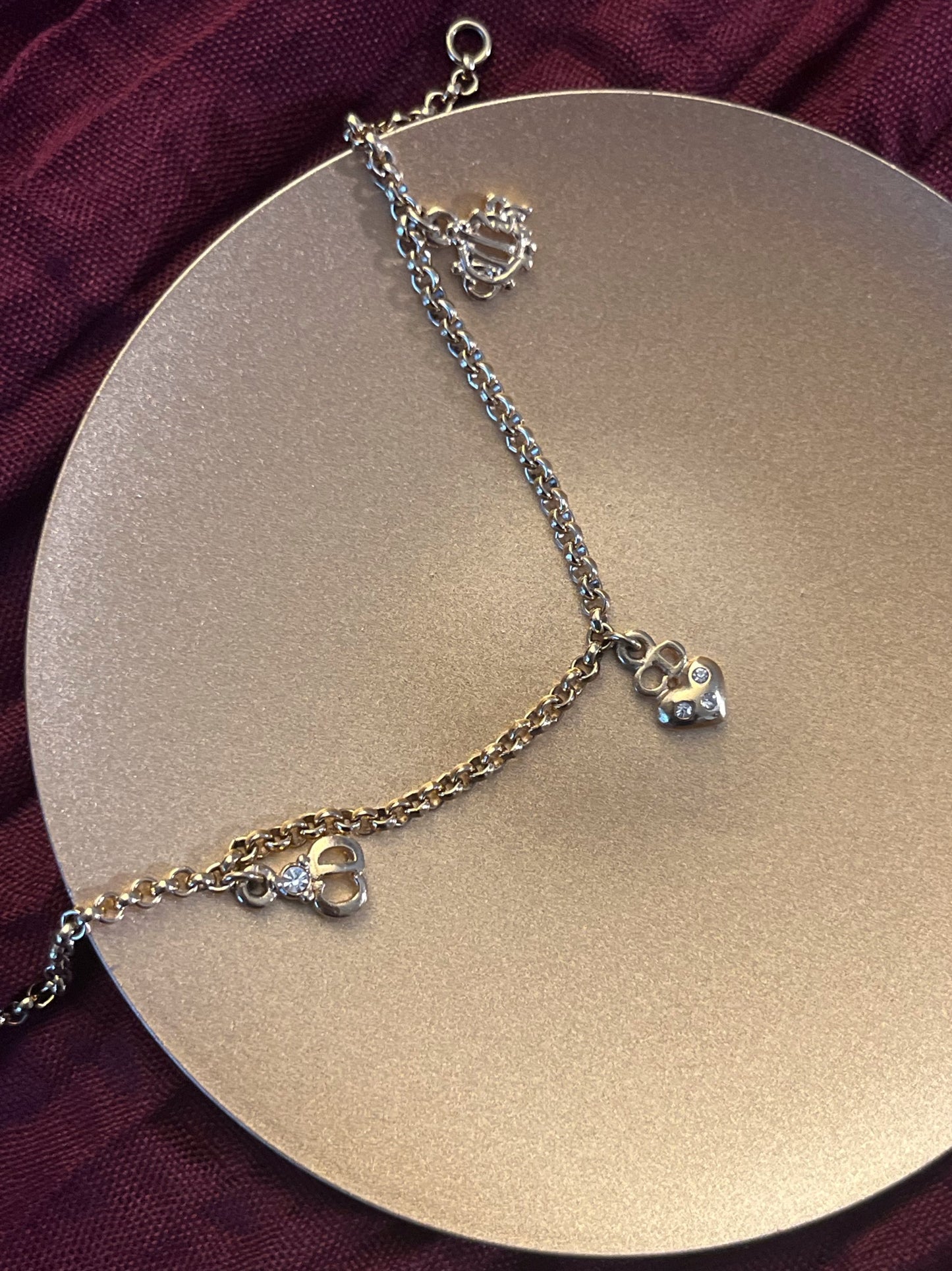 Dior CD Heart Charm Chain Bracelet