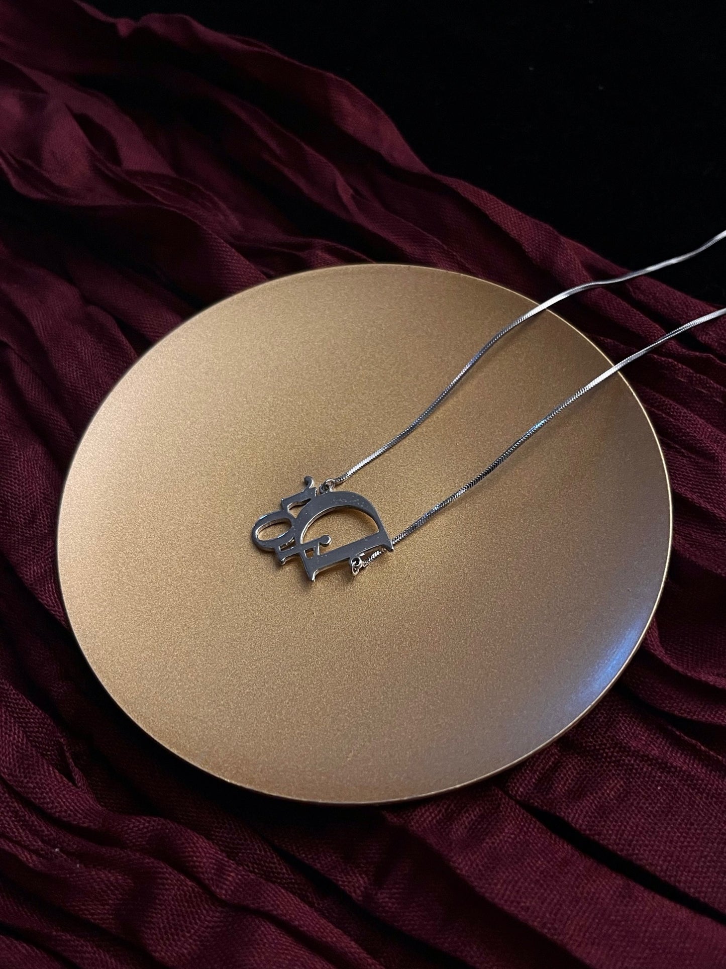 Dior Y2K Silver D Logo Choker Necklace