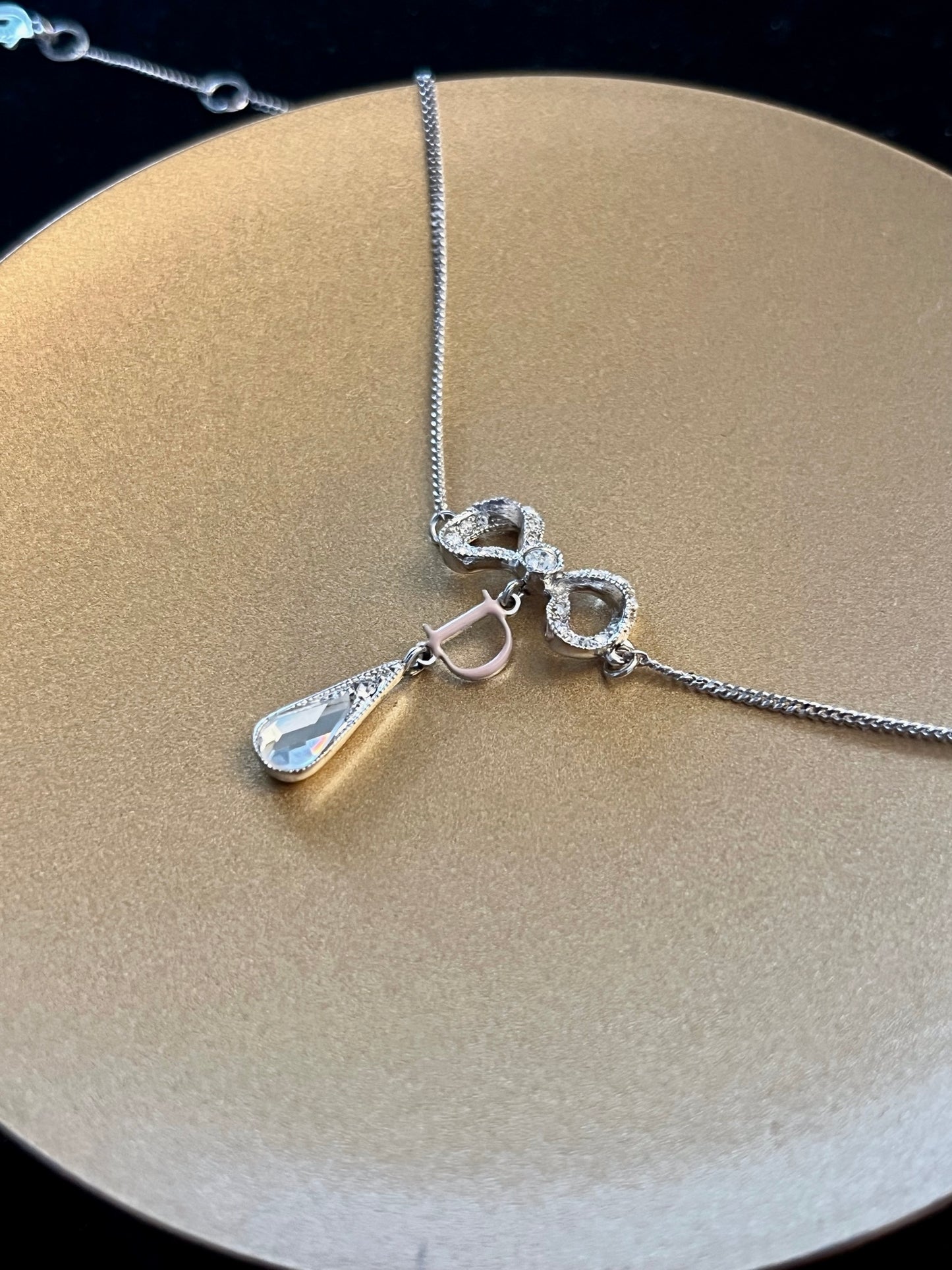 Vintage Dior Crystal Bow Drop Bracelet – Silver Tone