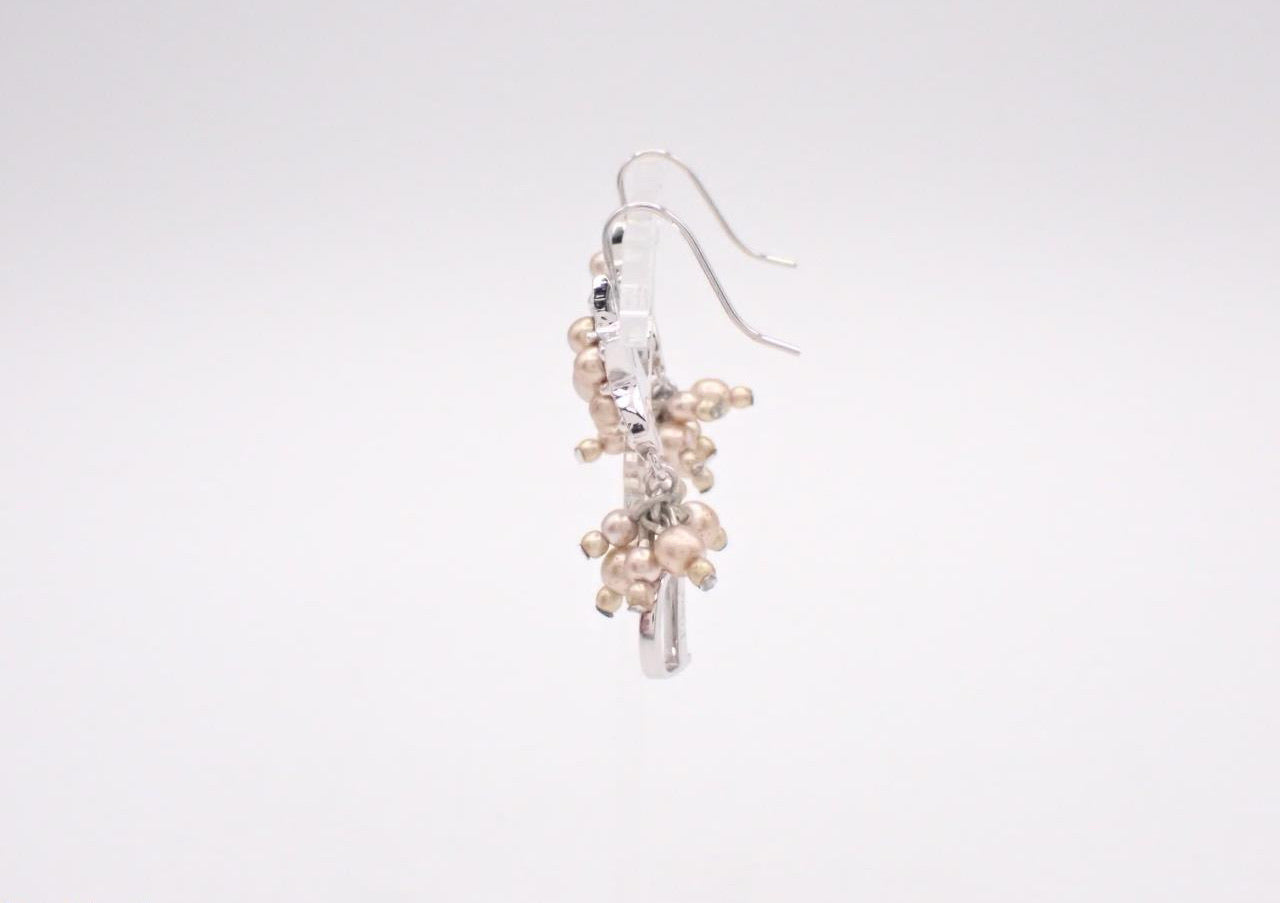Vintage Dior Blush Pearl Star Letter Drop Earrings – Silver Tone